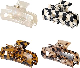 4 Pcs Large Hair Claw Clips,Rectangle Acrylic Non-Slip Banana Barrettes, French Butterfly Jaw Clips, Women and Girls Hair Accessories for Thick, Thin and Long Hair (Type A)