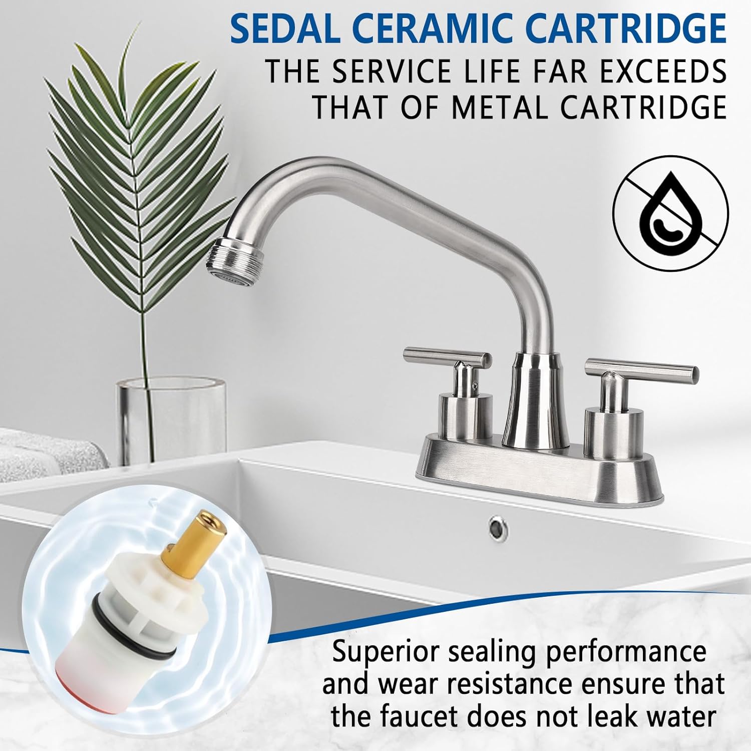 Utility Laundry Sink Faucet,Laundry Tub Faucet with 3/4" NPT Threaded End & 2 Lever Handles - Image 3