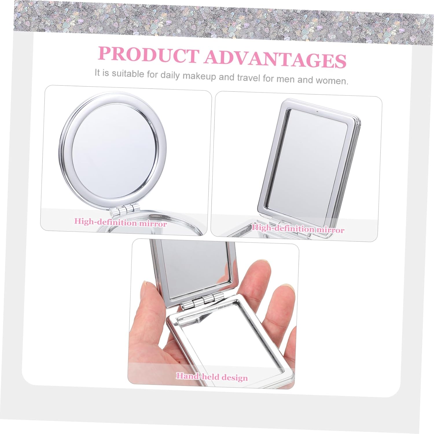 Mikinona 2pcs Vintage Foldable Makeup Mirror Portable Double-Sided Cosmetic Mirror for Travel Gifts image 5