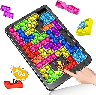 ariel-gxr Fidget Toy for Girls Boys, Tetris Silicone Puzzle Board Game, Sensory Toy for Autism, Bubble Popper Stress Relief Toy for 4-5-6-7-8 Years Kids