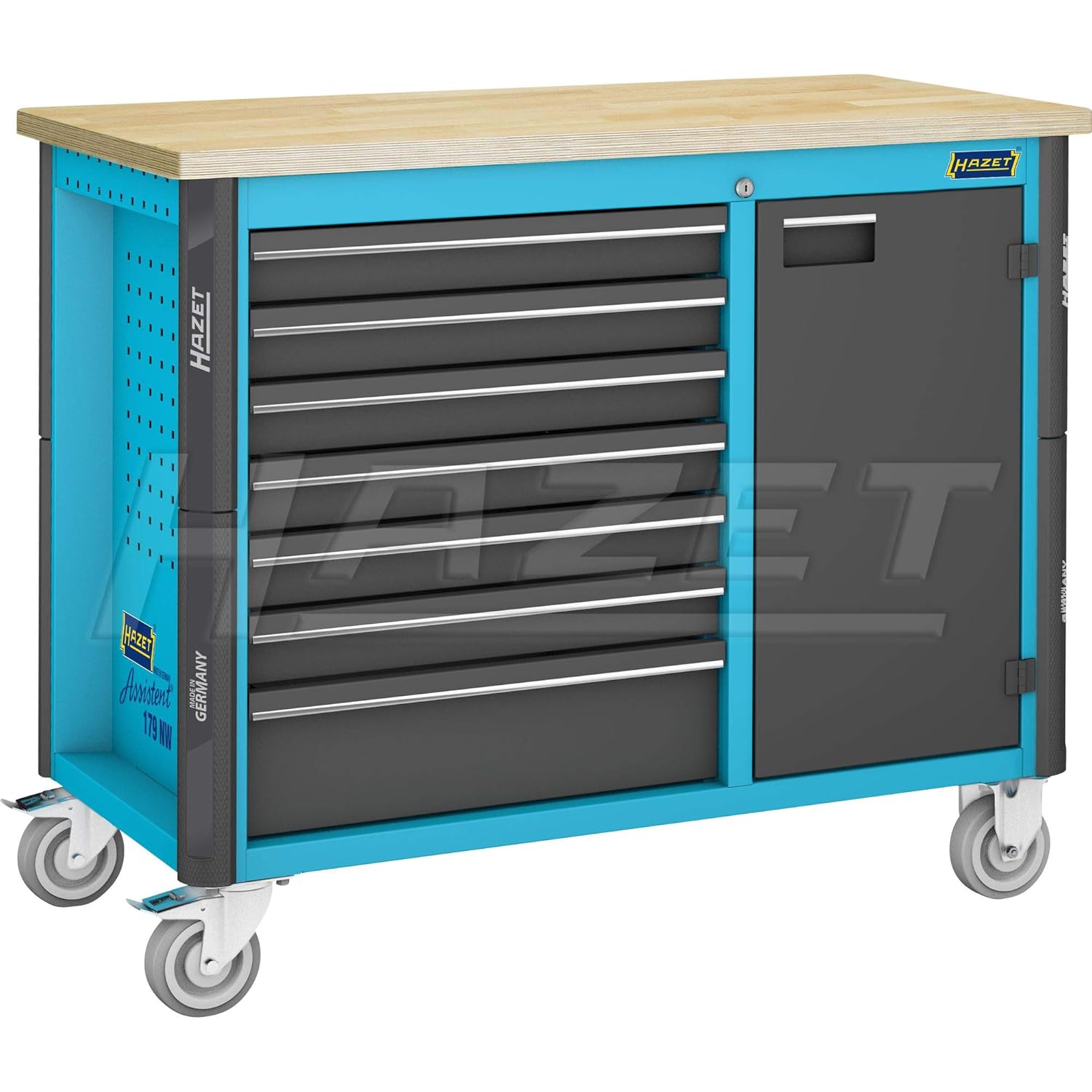 HAZET Mobile Work Bench 179NW-7 Drawers Shallow: 6X 76x522x398 mm Drawer