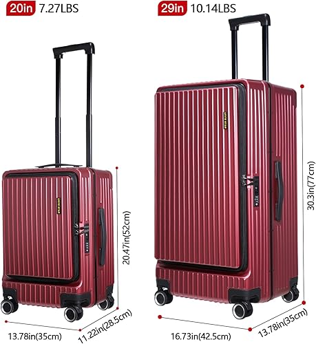 Miniatura 8 de S Unite Star 20 Inch Carry On Luggage with Front Laptop Pocket, Lightweight Hardshell ABS+PC+Aluminum Frame Suitcase with TSA Lock, 360 Spinner