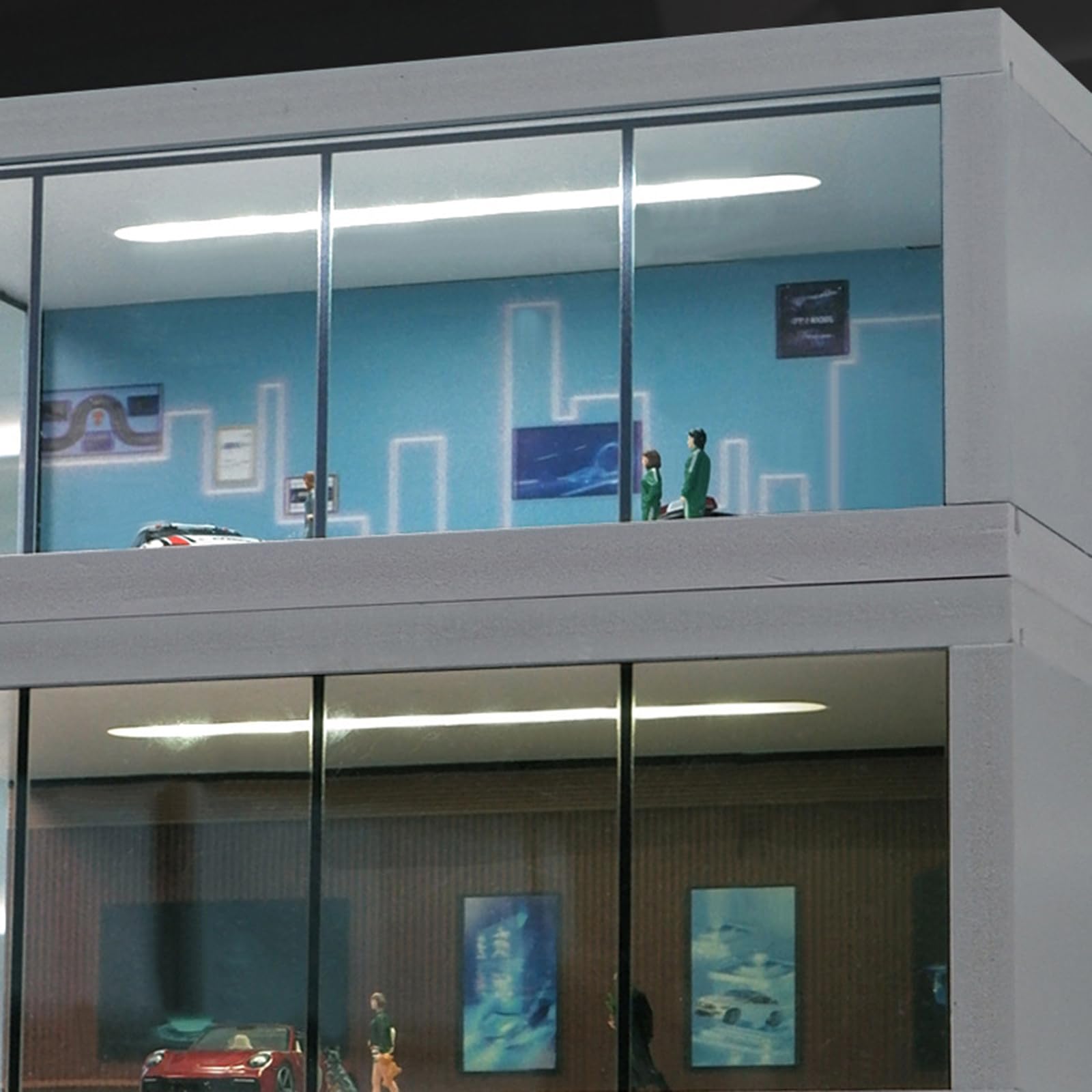 Vitrine für Modellautos aus Druckguss Maßstab 1: 64 mit LED Licht und Acrylabdeckung, Szene, Parkplätze, Dioramen, Aufbewahrung, Garage, Box, Szene, Parkplätze, Dioramen