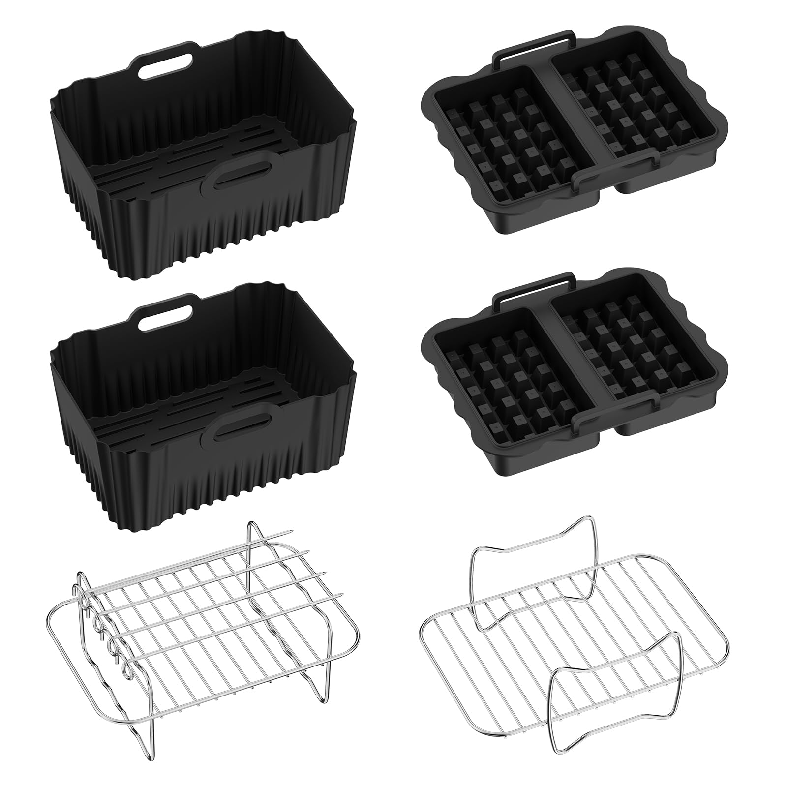 Ninja Airfryer Zubehör für Digital DZ400EU Air Fryer,Heißluftfritteuse Zubehör für Ninja Foodi Max Dual Zone AF400EU AF400EUCP AF451EU 9.5L mit Waffeleisen Silikonform Einsätze und Grillset