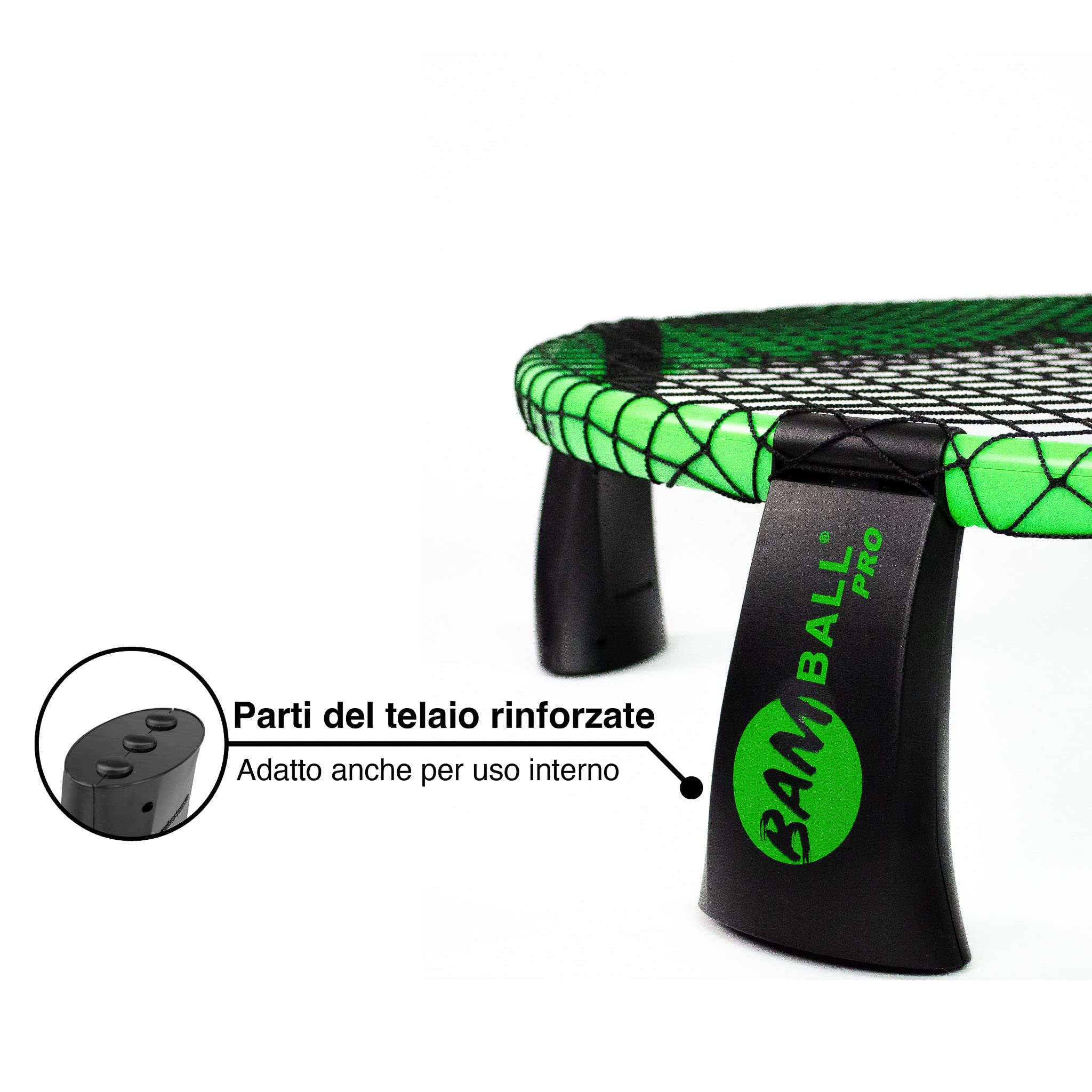 Roundnet Pro Set (Turnier Edition) con 3 palline di nuova concezione, zaino impermeabile, rete migliorata, parti rinforzate del telaio e pompa per palloni