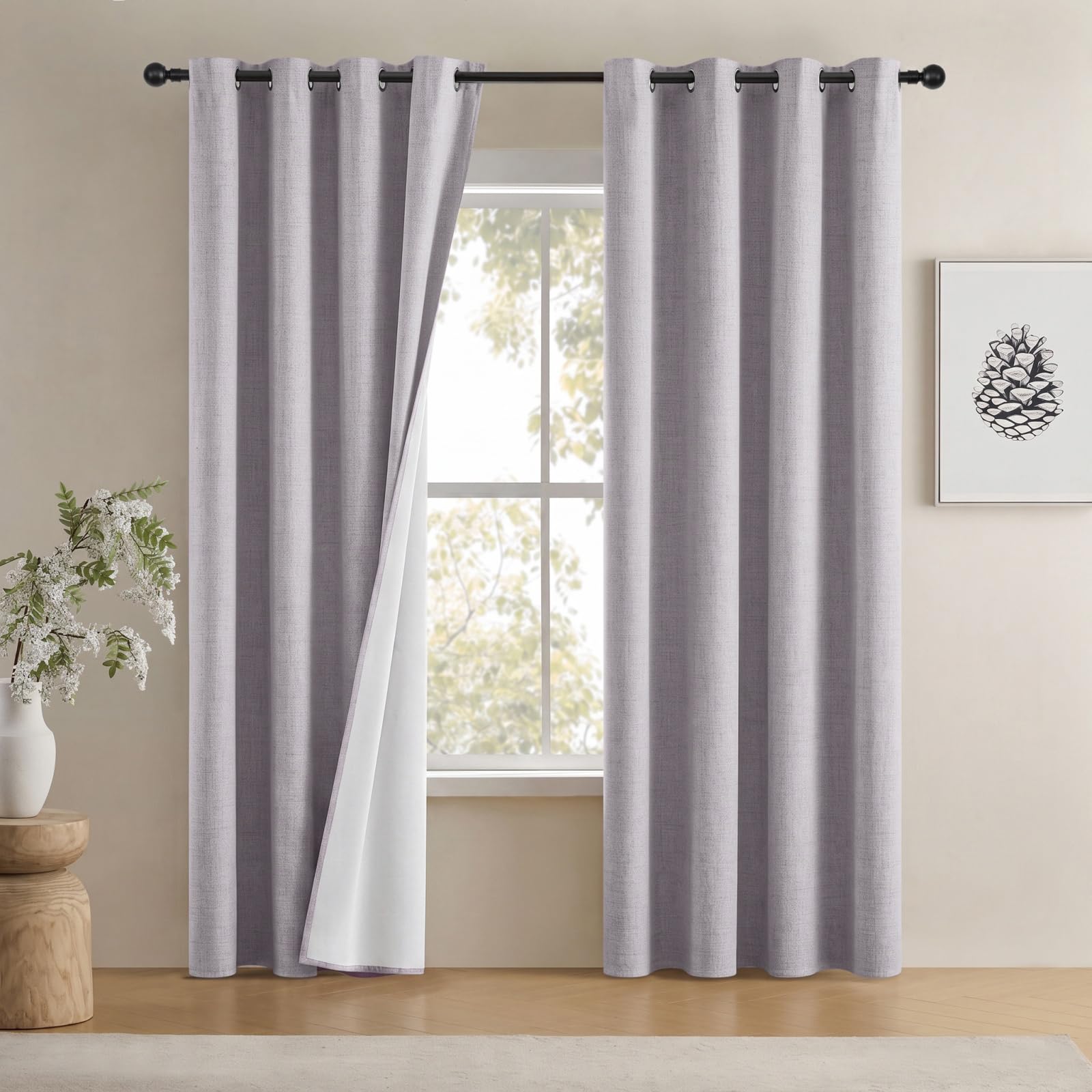 Purple 100% Blackout Curtains for Girls Bedroom Kids 102 Inch Drop
