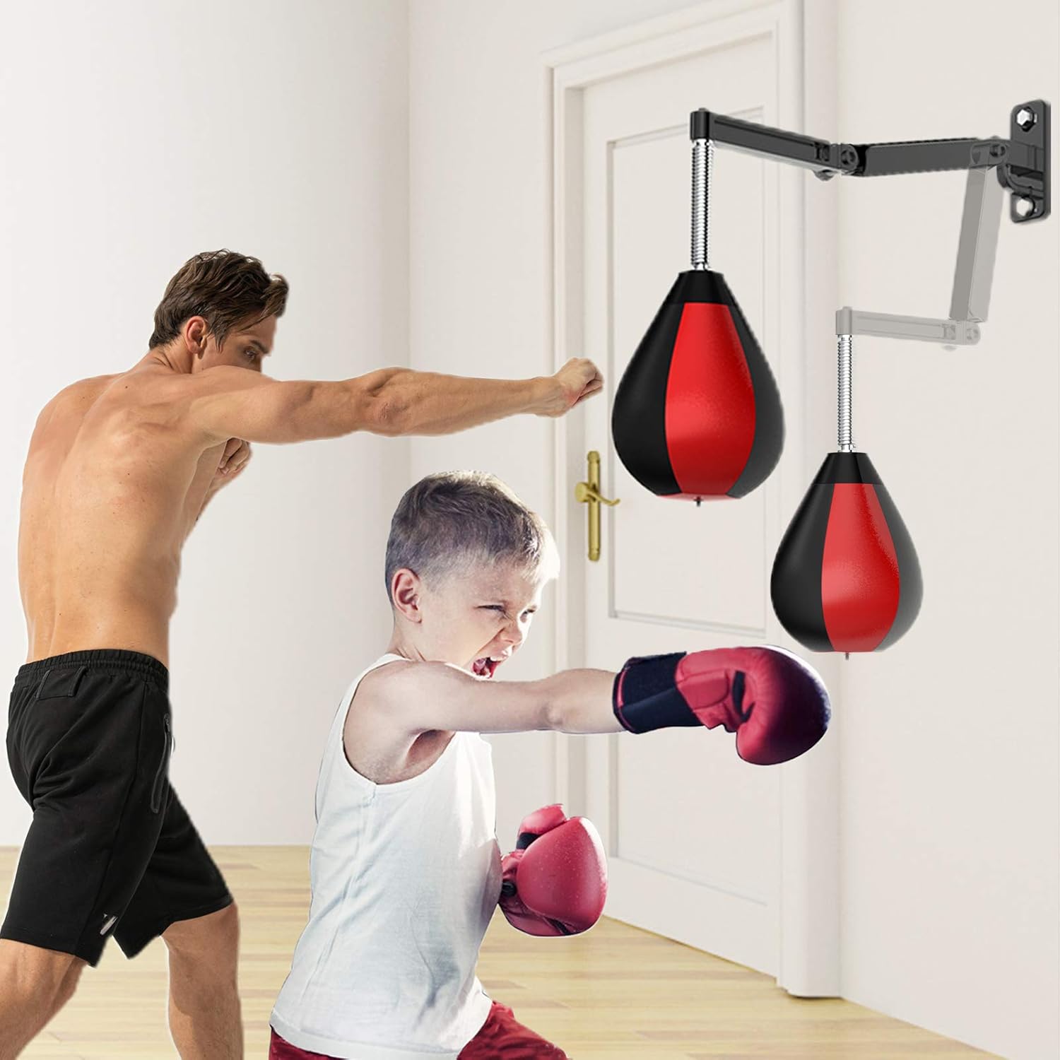 Speed Bag Boxing Kit with Resistance Straps, Adjustable Height Boxing Ball Speed Punching Bag with Stand : Sports & Outdoors