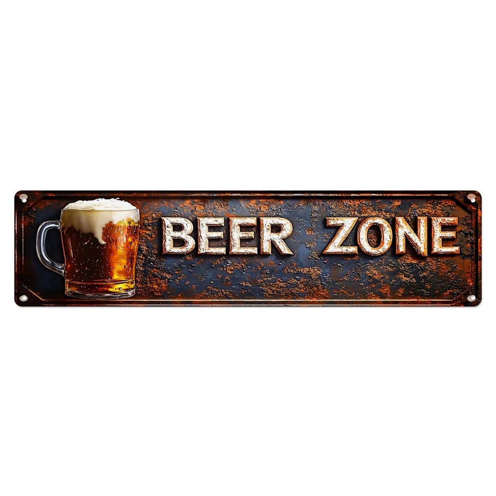Jdyaojiesheng Vintage Beer Zone Rustic Sign With Mug Tin Sign Retro Metal Wall Decor Metal Poster, Home Bar Garage Farmhouse Cafe Wall Art Decoration 4X16inch