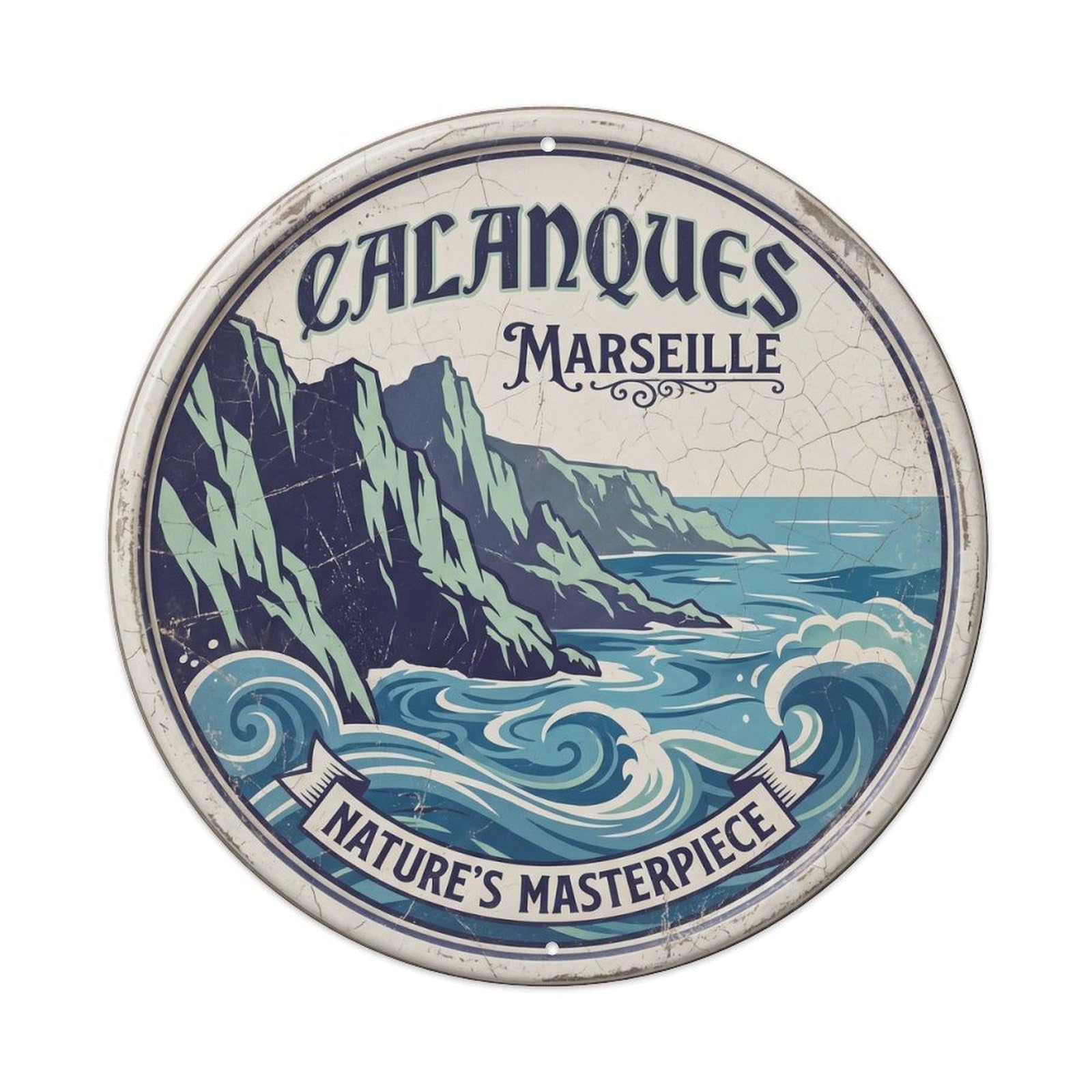 Fjords Coastal Bedroom Escape Metal Tin Sign Plaque Wall Decor for Cafe, Club, Garden Round Metal Poster 8x8Inch