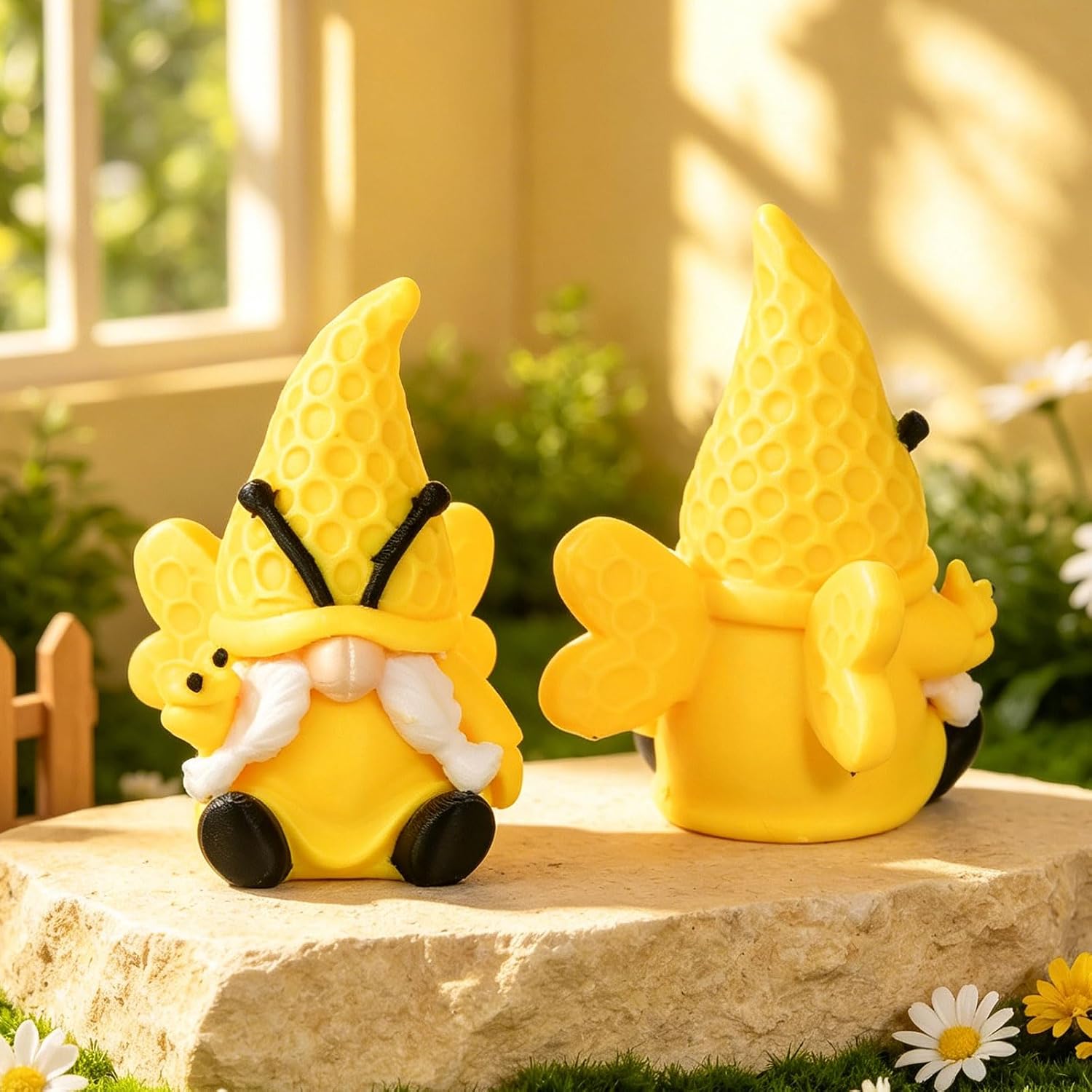 2PCS 3D Printed Bee Gnome Figurine, Cute Garden & Kitchen Decor image 5