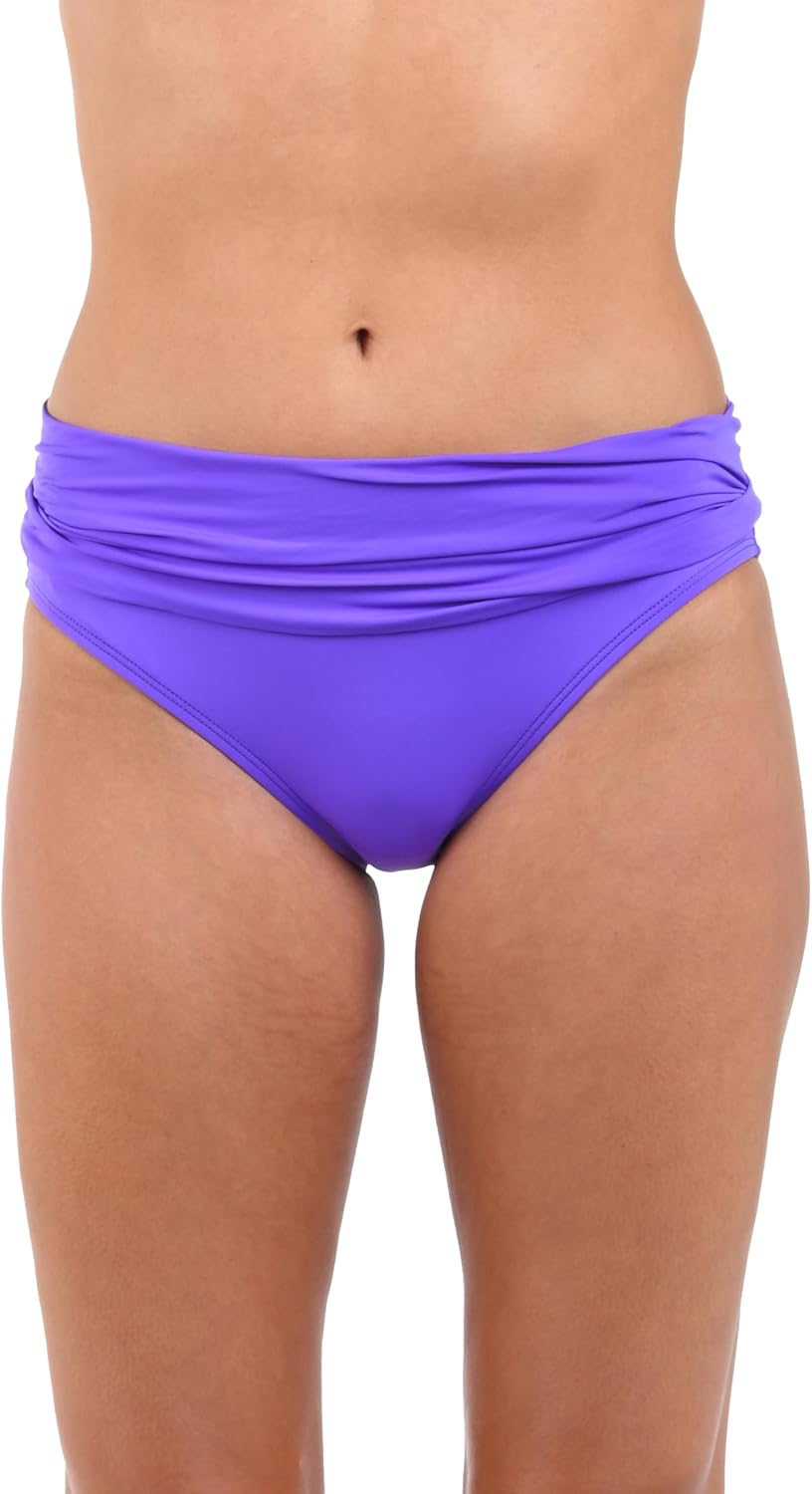 Island Goddess Shirred Band Hipster Bikini Swimsuit Bottom