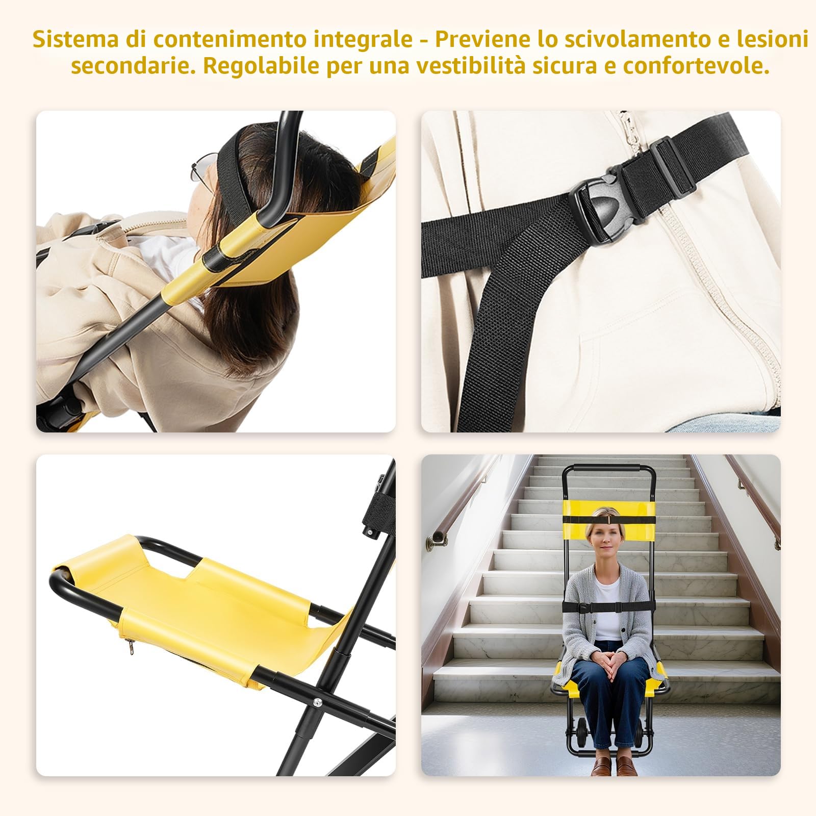 Montascale Elettrico Portatile per Disabili, Montascale senza Installazione, Sedia per Scale di Emergenza Pieghevole Manuale, 159kg Lega Alluminio con Ruote e Cinture