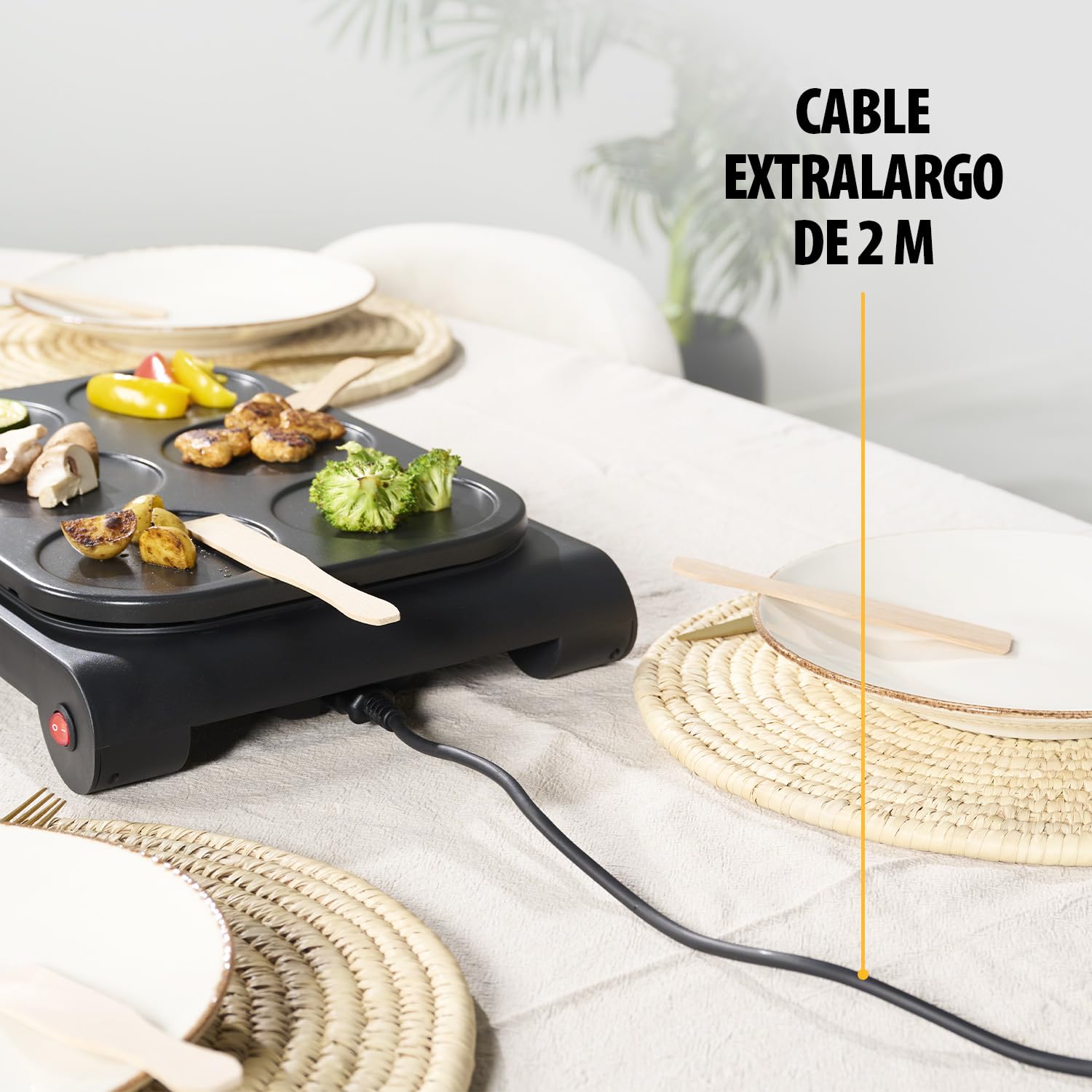 Tristar Set wok para 6 personas con sartenes de colores – Parrilla eléctrica multifunción con moldes para pancakes, revestimiento antiadherente, ideal para cenas familiares y reuniones sociales