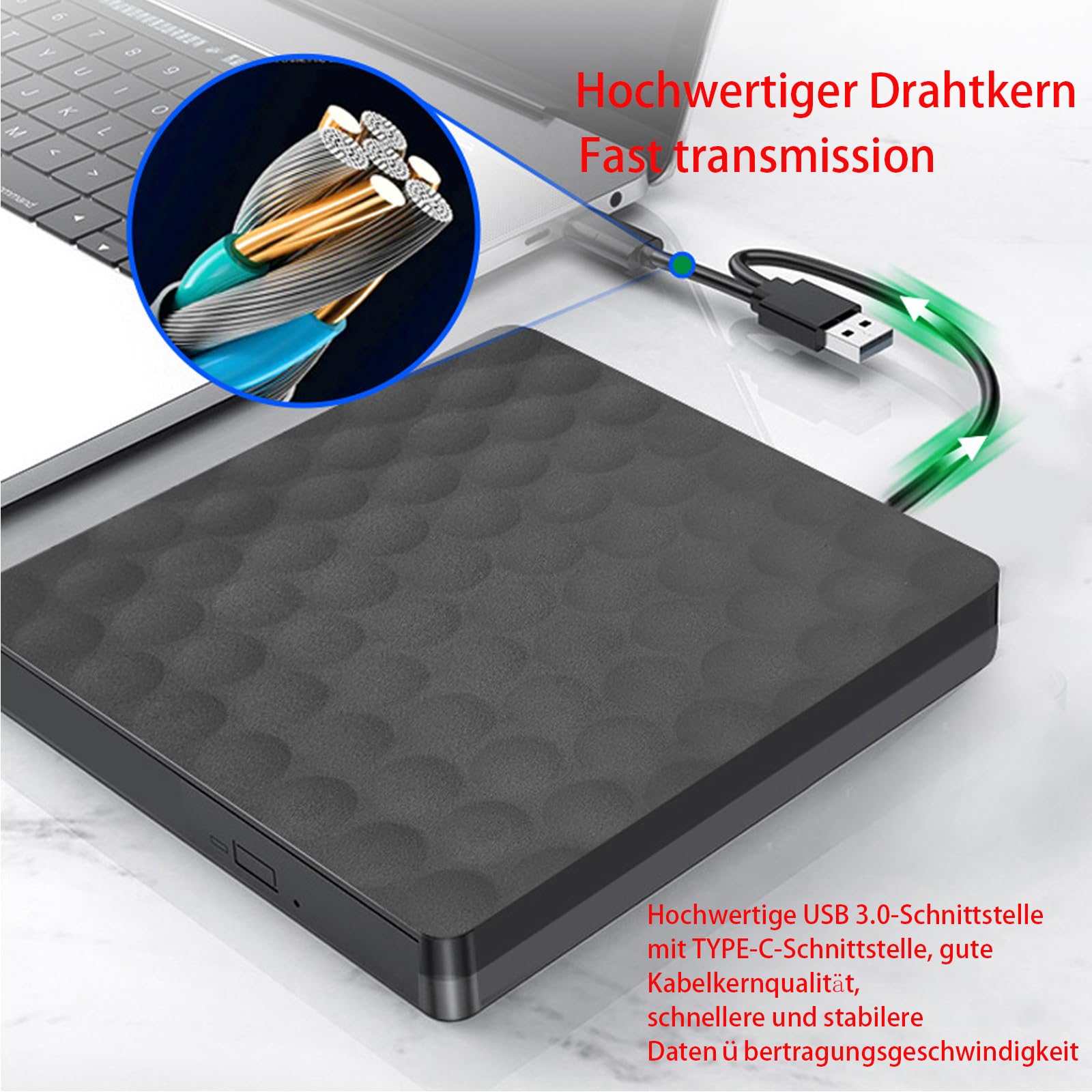 GERUI Zewnętrzny napęd DVD CD, USB TypeC, nagrywarka CD/DVD +/-RW, nagrywarka CD DVD USB 3.0, typ C, do komputera stacjonarnego z iMac//Linux/Win10/Win8/XP