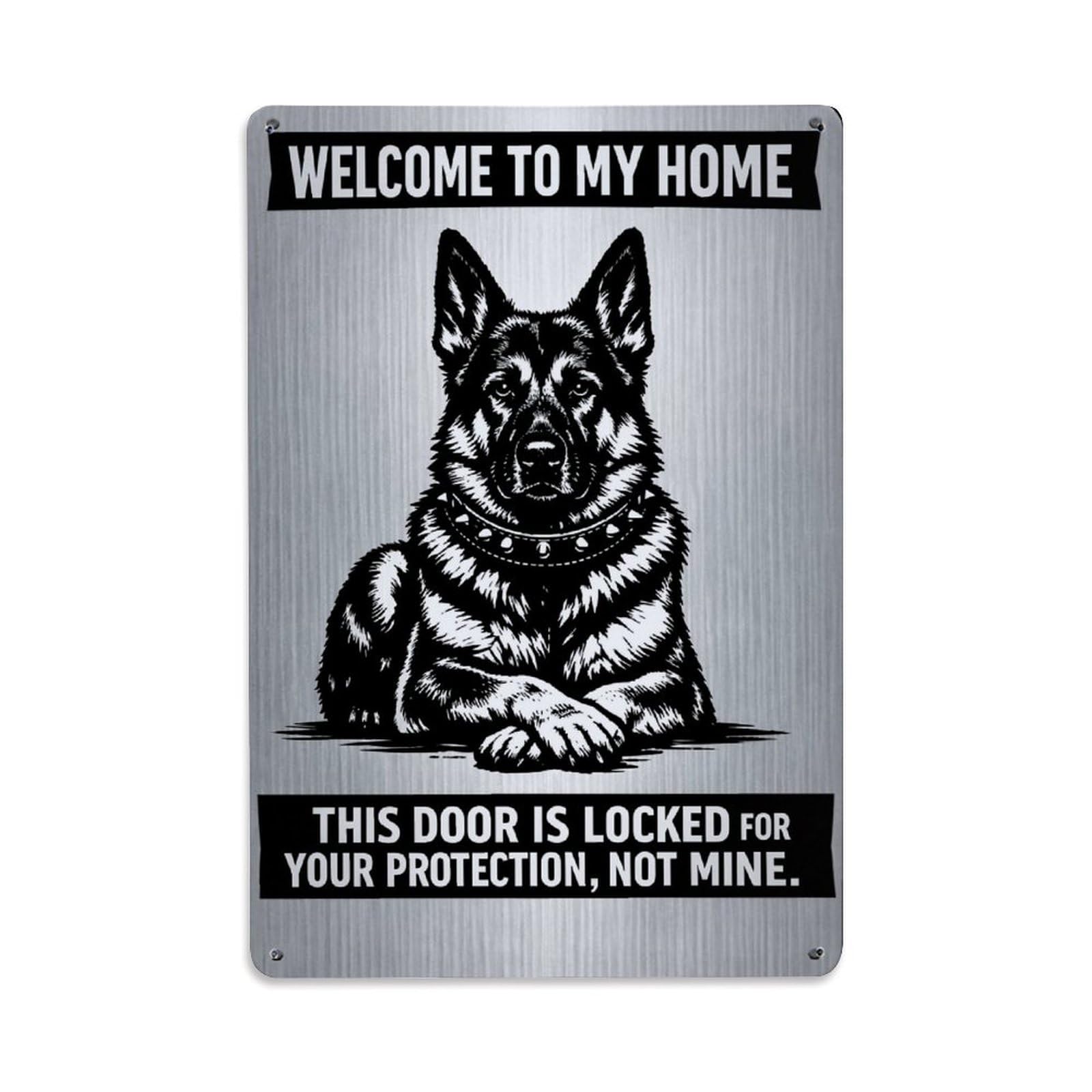 Jdfenggu Vintage German Shepherd Dog Warning Sign_1 Retro Metal Tin Sign, Decor Art Poster For Bar, Home, Man Cave, Kitchen, Laundry Room Gift 8X12inch