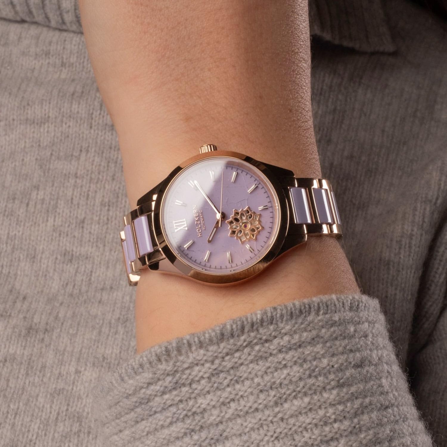 HOLZKERN Damen-Armbanduhr Automatik Kaleidoscopic Amethyst/Keramik