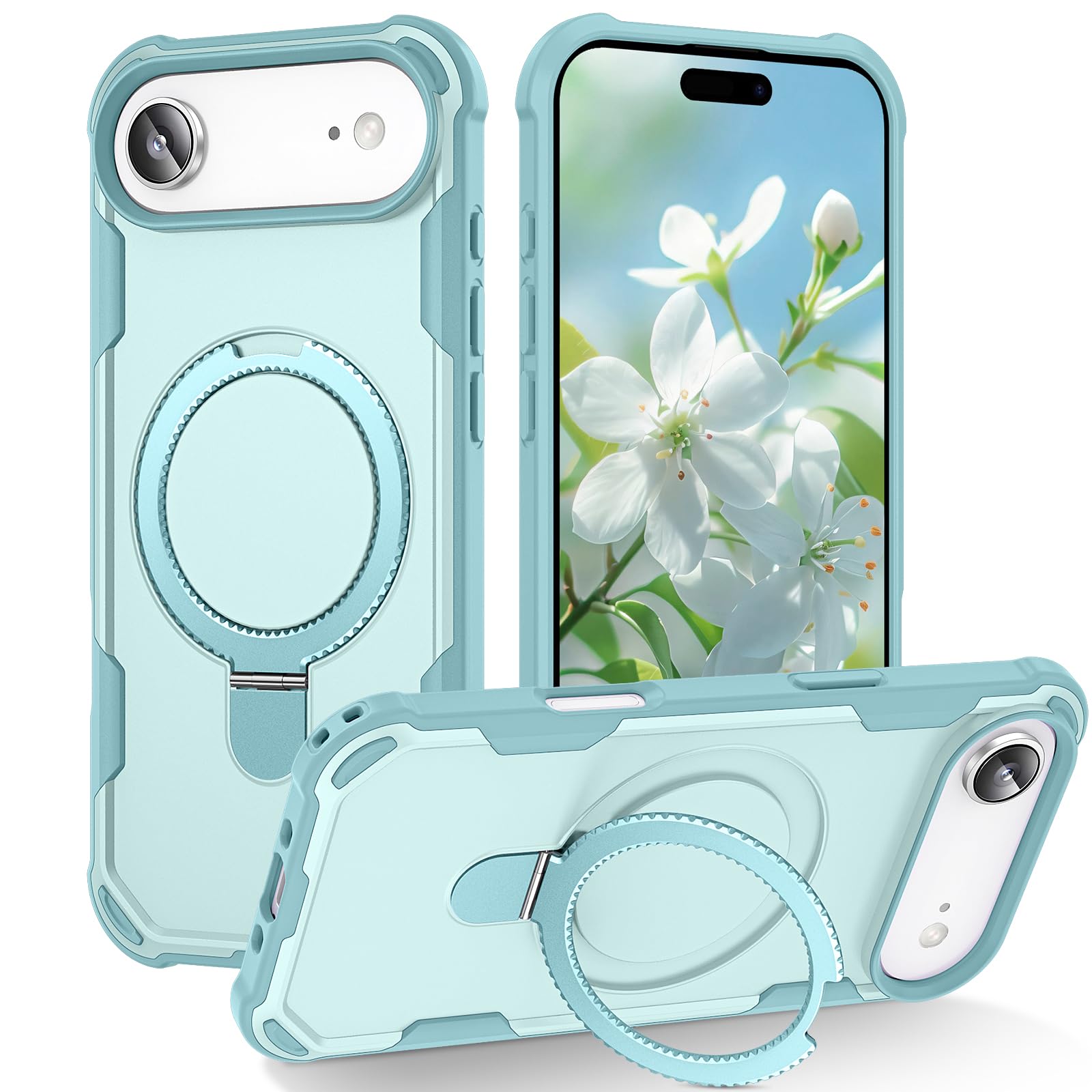 Compatible with iPhone 17 Air Case with Invisible Magnetic Ring Stand Compatible with Magnetic Military Drop Protection Shockproof