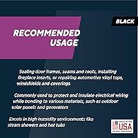 Vista 6 de Sellador de silicona RTV Rutland 500°F de alta temperatura, negro, fabricado en EE. UU., adhesivo para juntas de alta temperatura, estable a