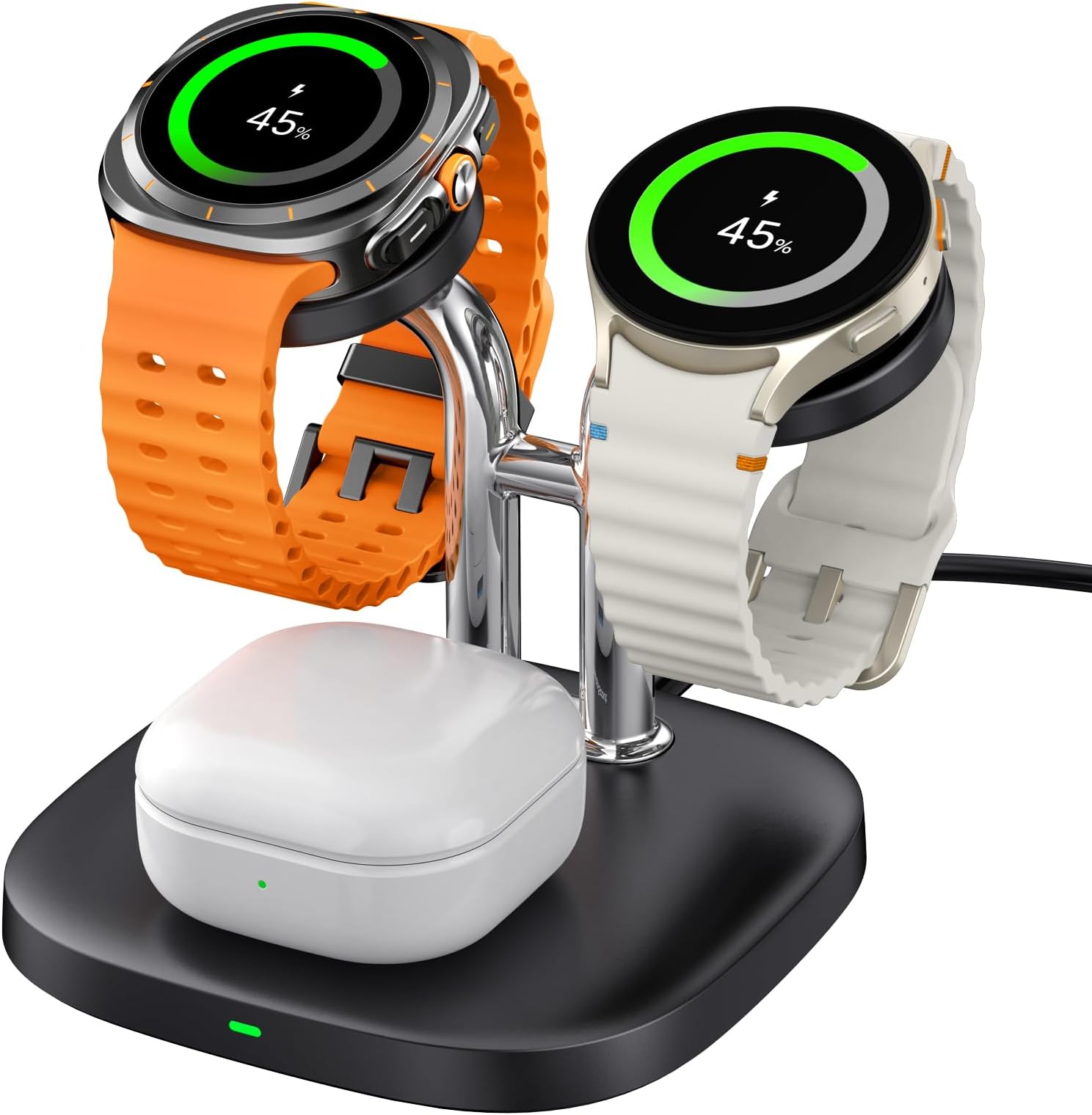 SwanScout Dual Watch Charger for Samsung Galaxy Watch 8 Classic/8/Ultra/7/6/6 Classic/5 Pro/5/4/3/Active 2, for Galaxy Buds 3 Pro/3/2 Pro, 3 in 1 Wireless Charging Station, SwanScout 704S