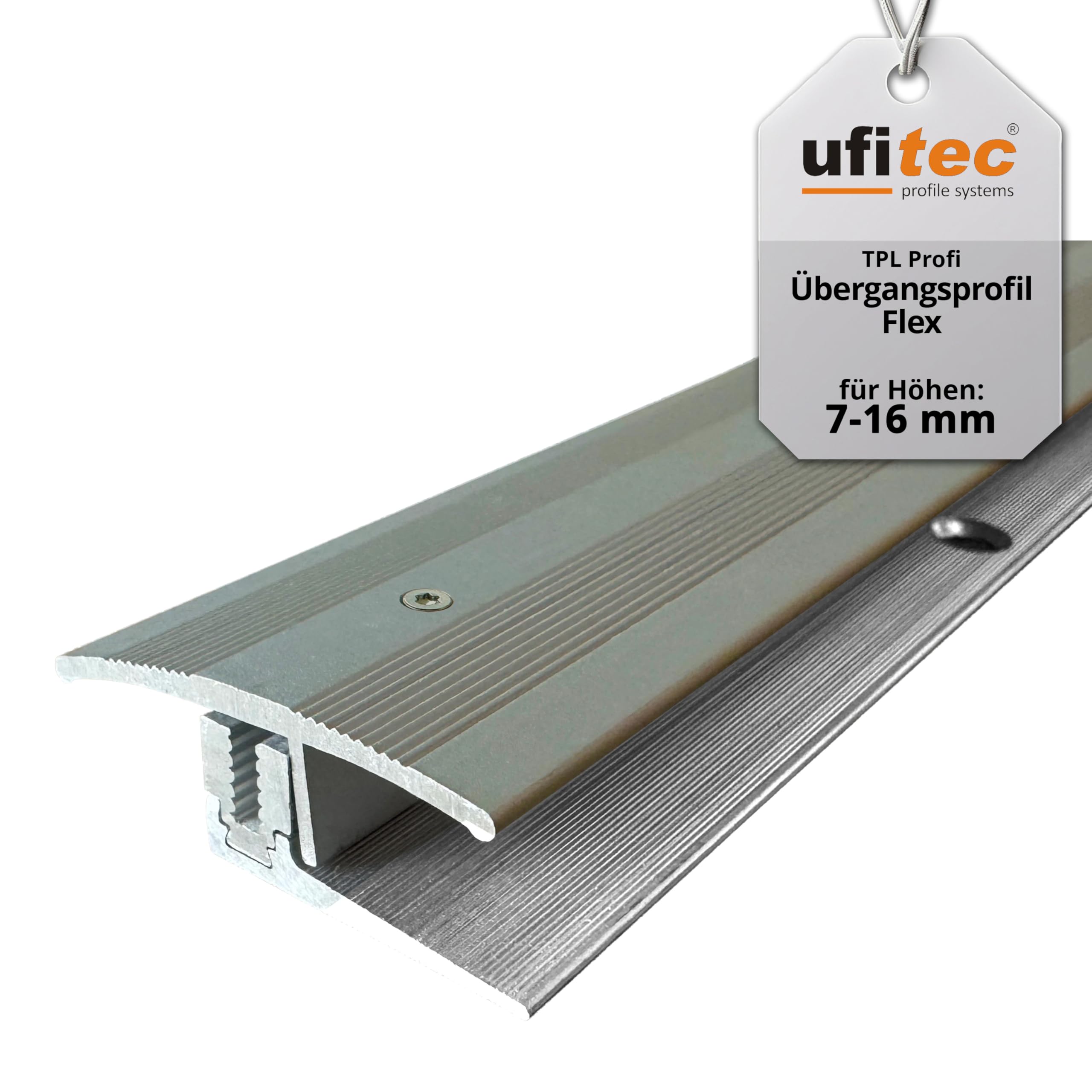 ufitec system profili do podłóg parkietowych i laminowanych – do wykładzin o wysokości 7-16 mm – dostępny w wielu kolorach (elastyczne przejście 35 mm szerokości, jasny brąz, długość 100 cm)