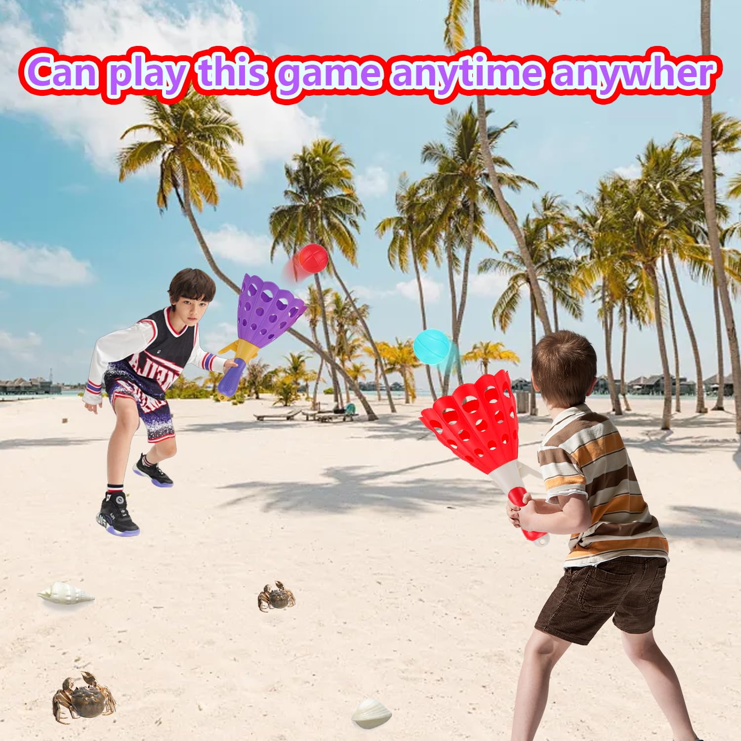 Outdoor Indoor Games Activities For Kids, Pop And Catch Ball Family Games With 6 Launcher Baskets And 10 Balls, Summer Beach Yard Sport Birthday Party Gifts Toys For Kids Ages 4 5 6 8 12+ Years Old