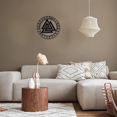 Miniatura 3 de VALHALLA 3 piezas de arte de pared de metal de 15 pulgadas de decoración vikinga, brújula vikinga, valknut, árbol de la vida, mitología nórdica,