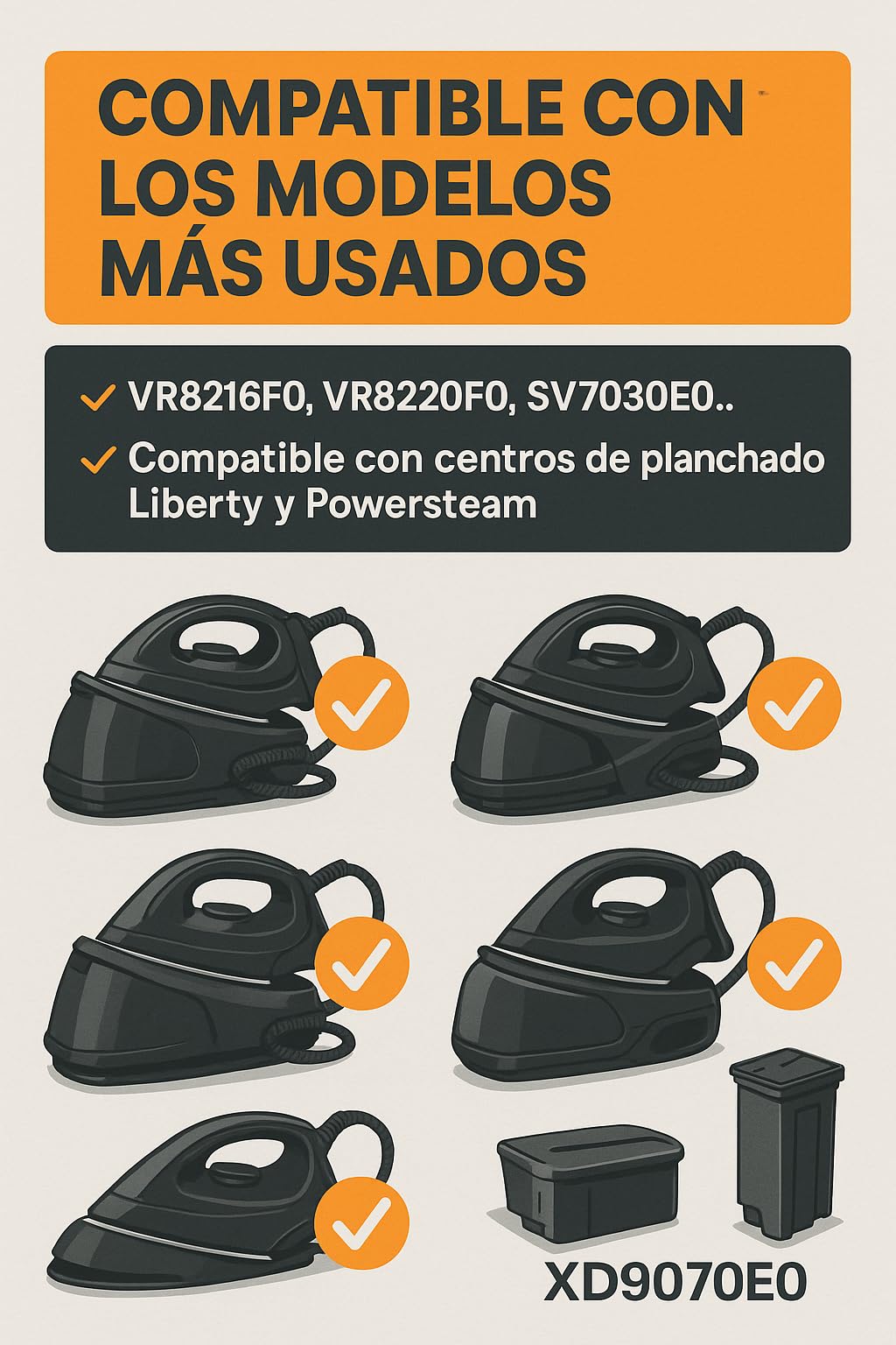 RO Linea Blanca ® Cartucho Antical Compatible Con Rowenta Tefal Calor Liberty Powersteam Centro De Planchado Generador De Vapor Xd9070E0 Juego De 2 Filtros Repuesto Descalcificador Blanco