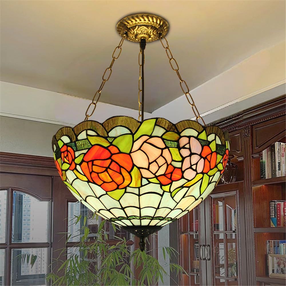 KXEcoLife Contemporary Luxury Color Glass Pendant Lamp LED American Creativity Living Room Restaurant Bedroom Hotel Villa Corridor Cafe Bar Staircase Chandelier (Style 2 D30CM) (O D40CM)