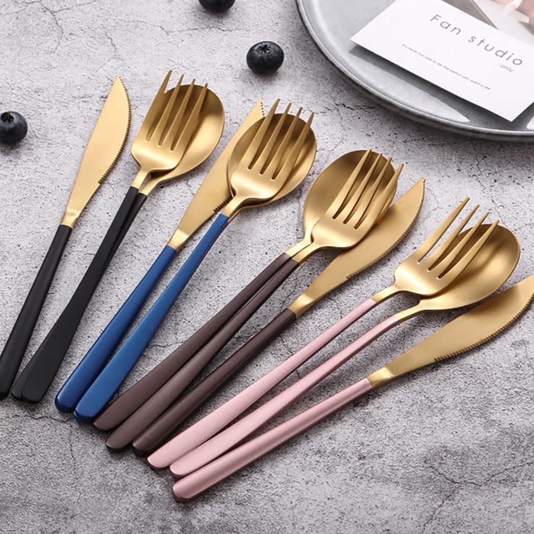 Spatlus Steak Knives Set Dinner Knives Set Table Knives Set Stainless Steel Butter Knife Mirror Polished Dinner Knife Table Knife Food Grade Stainless Steel Butter Knives Silverware (Blue, Set of 5) 3