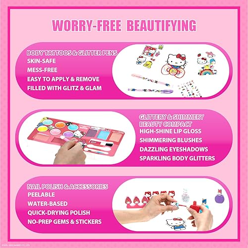 Miniatura 4 de Hello Kitty - Juego de cosméticos para niñas y niños, incluye maquillaje de uñas, labios, mejillas, juego de belleza seguro y no tóxico por Townley