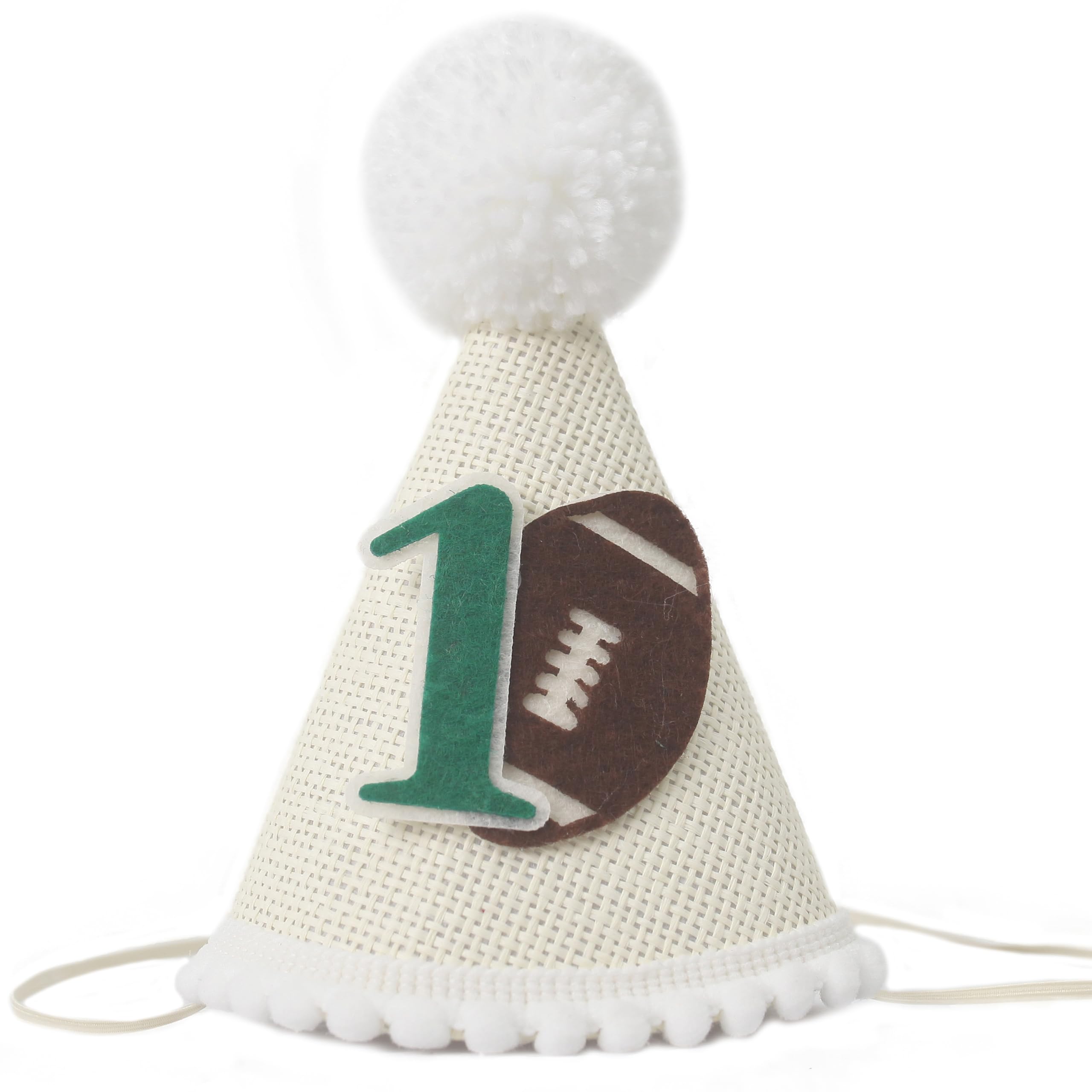 KOJIN Rugby-Themed 1st Birthday Party Hat，Boys First Birthday Crown，Rugby 1st Birthday Cone Hat，Sports-Themed 1st Birthday Party Headwear，