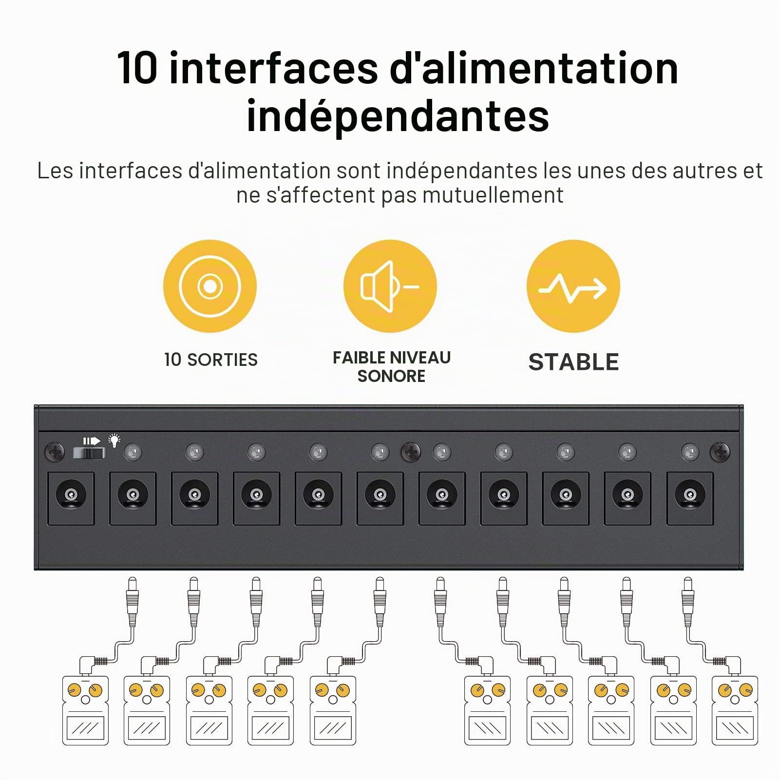 Donner DP-1 10 alimentation pour pédales d'effet guitare à sortie isolée