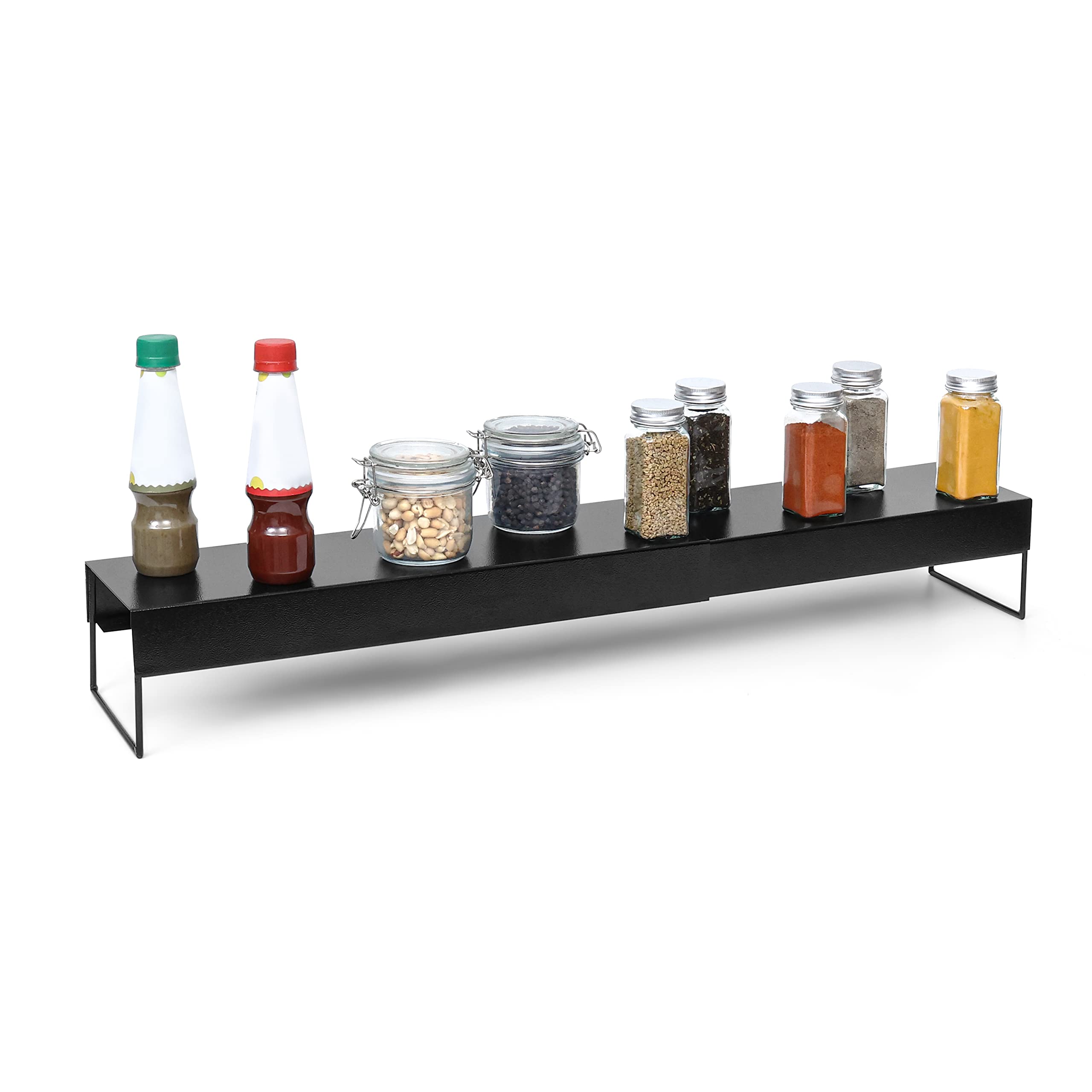 Livzing Expandable Spice Rack Organizer –Powder Coated Metal Countertop Display Shelf - Kitchen Cabinet Organizer Stand – Spice Rack Set for Kitchen Countertop - Expandable 47 to 87 cm – Black (B0BTMCNHW4) Amazon Price History, Amazon Price Tracker
