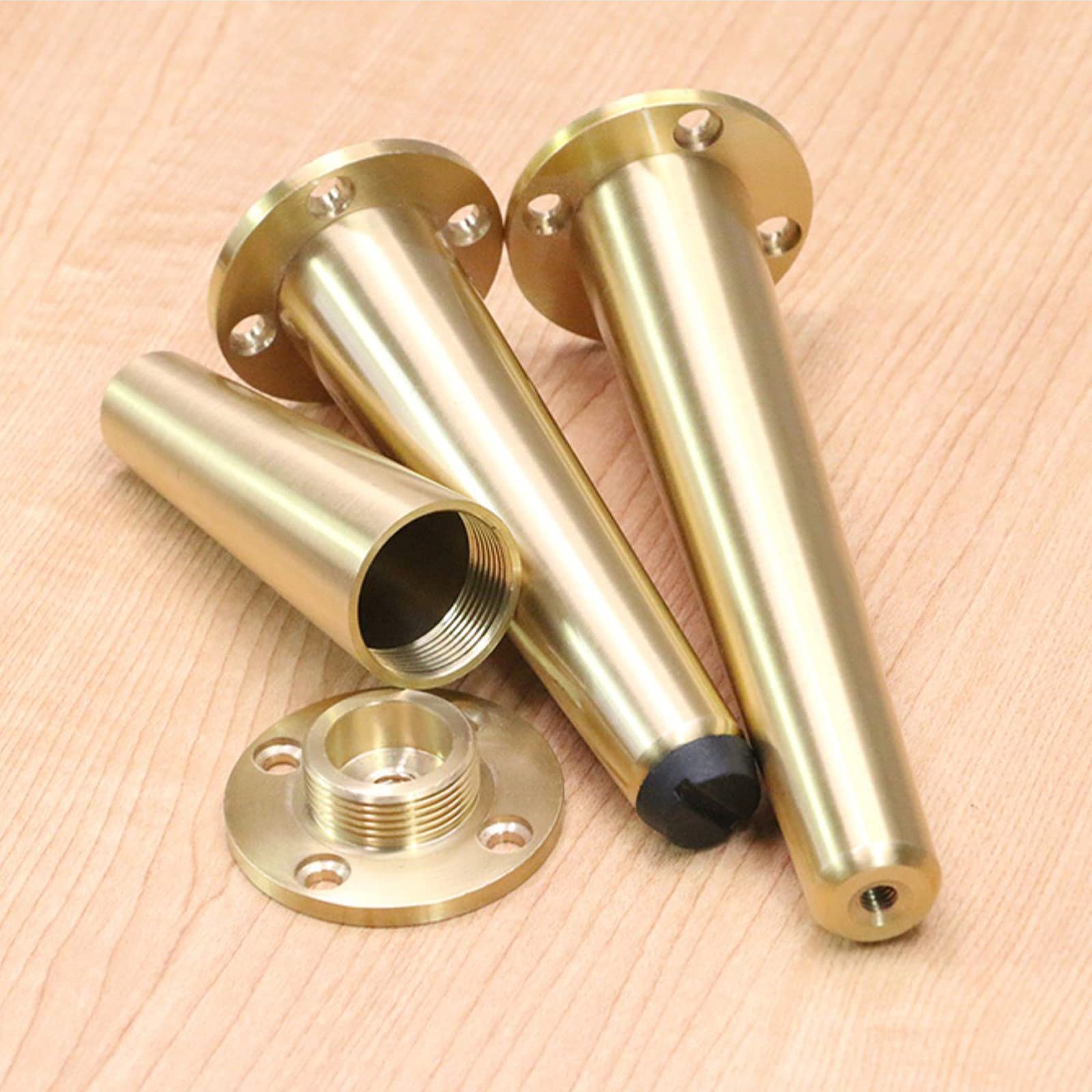 4 Gambe per Mobili in Rame Puro,Gambe da Tavolo,Gambe Regolabili in Ottone,Piedini per Mobili,Altezza Regolabile 0-10mm,Capacità di Carico Fino a 1000KG,per Armadio,Guardaroba (100mm/3.9in,Black)