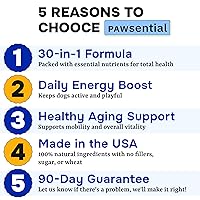 Vista 5 de Vitaminas para perros + glucosamina, multivitaminas masticables + probióticos, omega, soporte de cadera y articulaciones, piel y abrigo, salud