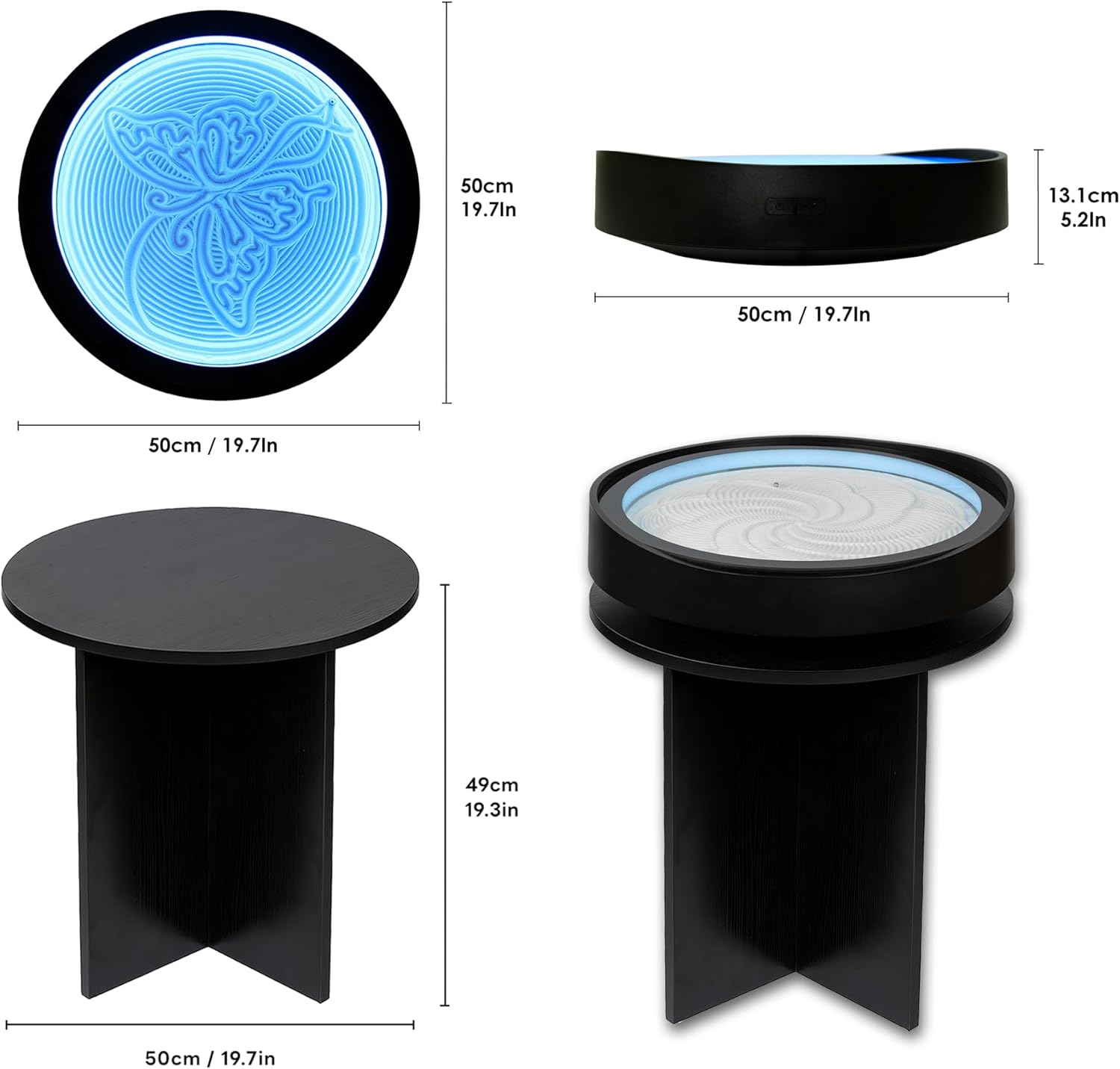 Art Table with Display Stand – App Controlled Mindfulness Decor for Relaxation & Focus – Stress Relief Sandscape with RGB Lighting – Modern Zen Desk Ornament for Home or Office