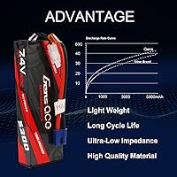 Vista 3 de Gens ace 2S Lipo Batería 7.4V 5300mAh 60C Lipo Batería Pack 24 # con EC3 Plug y Deans Adaptador para Coche RC