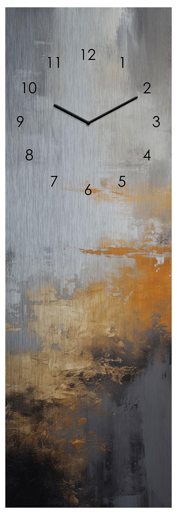 levandeo Wanduhr Metall 20x60cm Schwarz Gold Abstraktes Design Metalluhr Moderne Wanddeko Wandkunst Deko