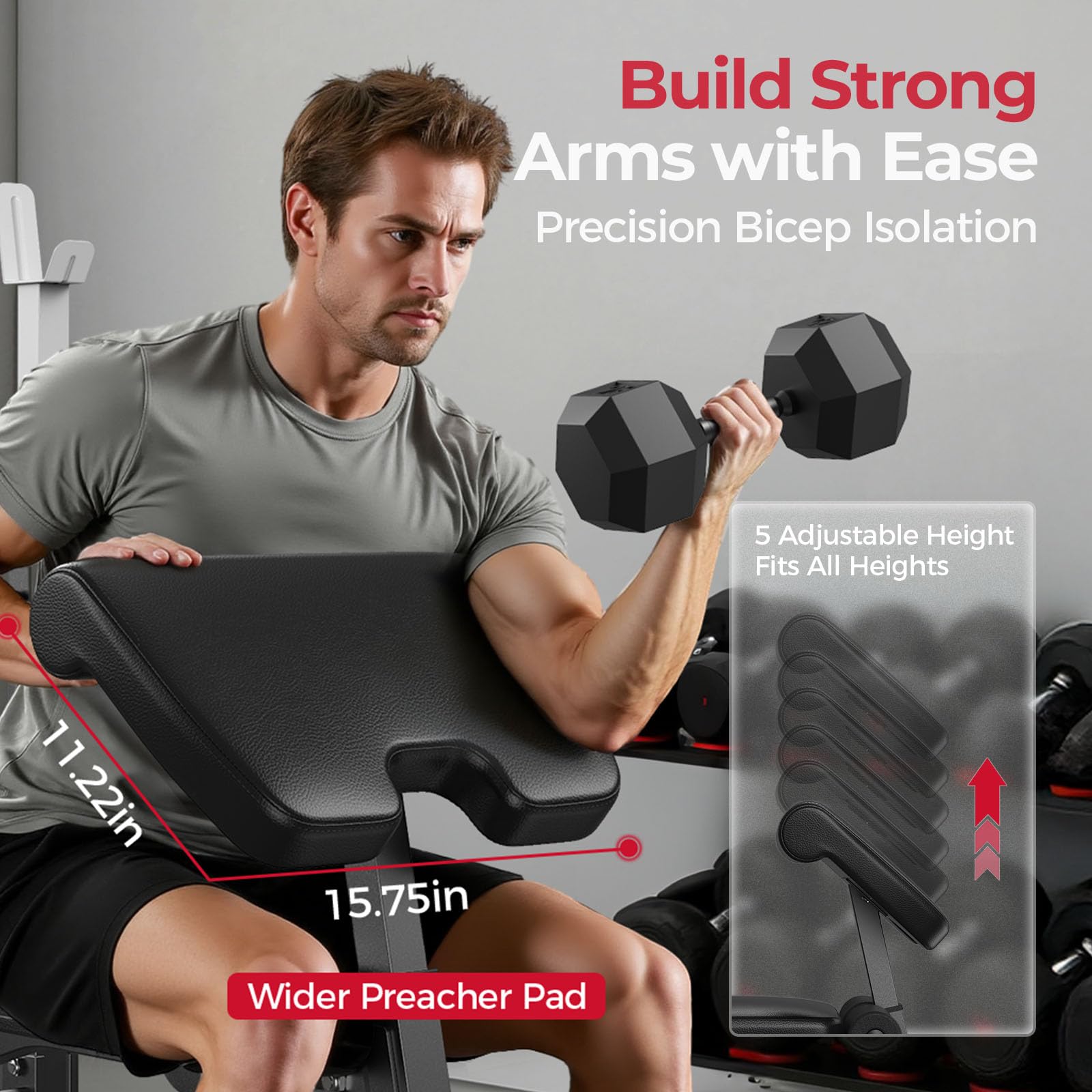 Olympic Adjustable Weight Bench, with Bench Press Rack, Leg Extension and Leg curl, for Home Gym Workout (2 Size Options)