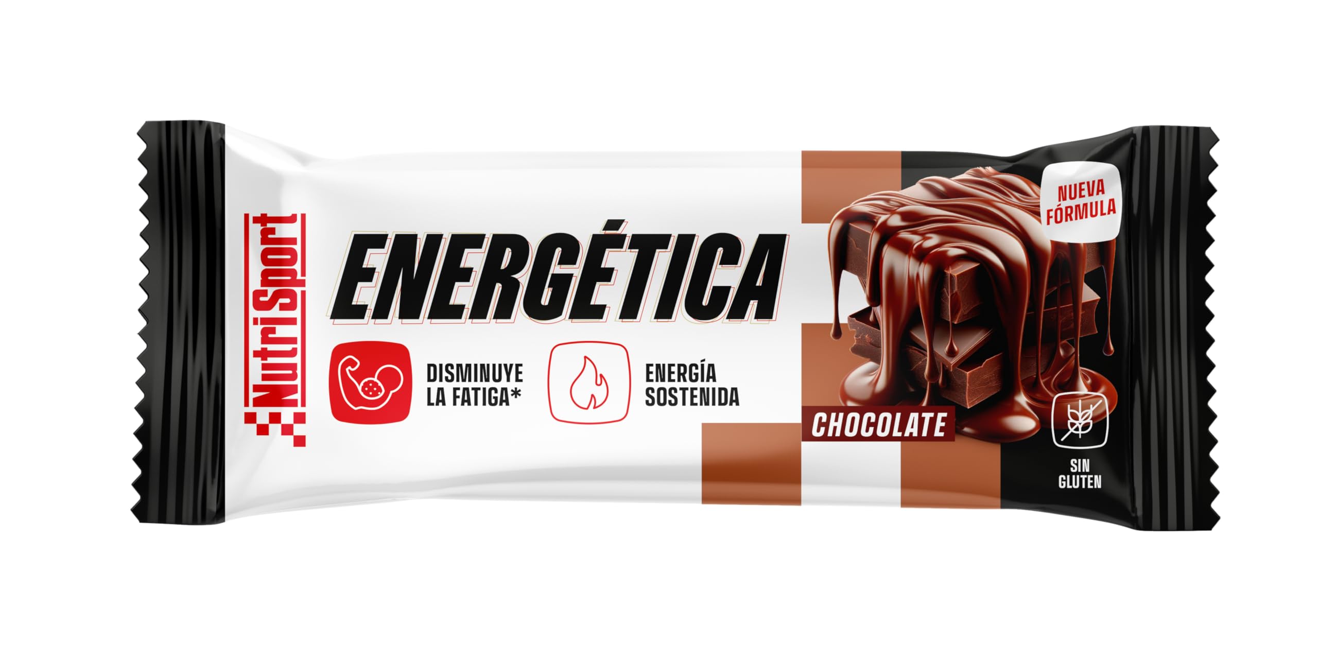 Nutrisport - Batony energetyczne 49g - Smak czekoladowy - Wysoka zawartość białek i węglowodanów - Bez oleju palmowego - Bezglutenowe - Pudełko 24 szt..