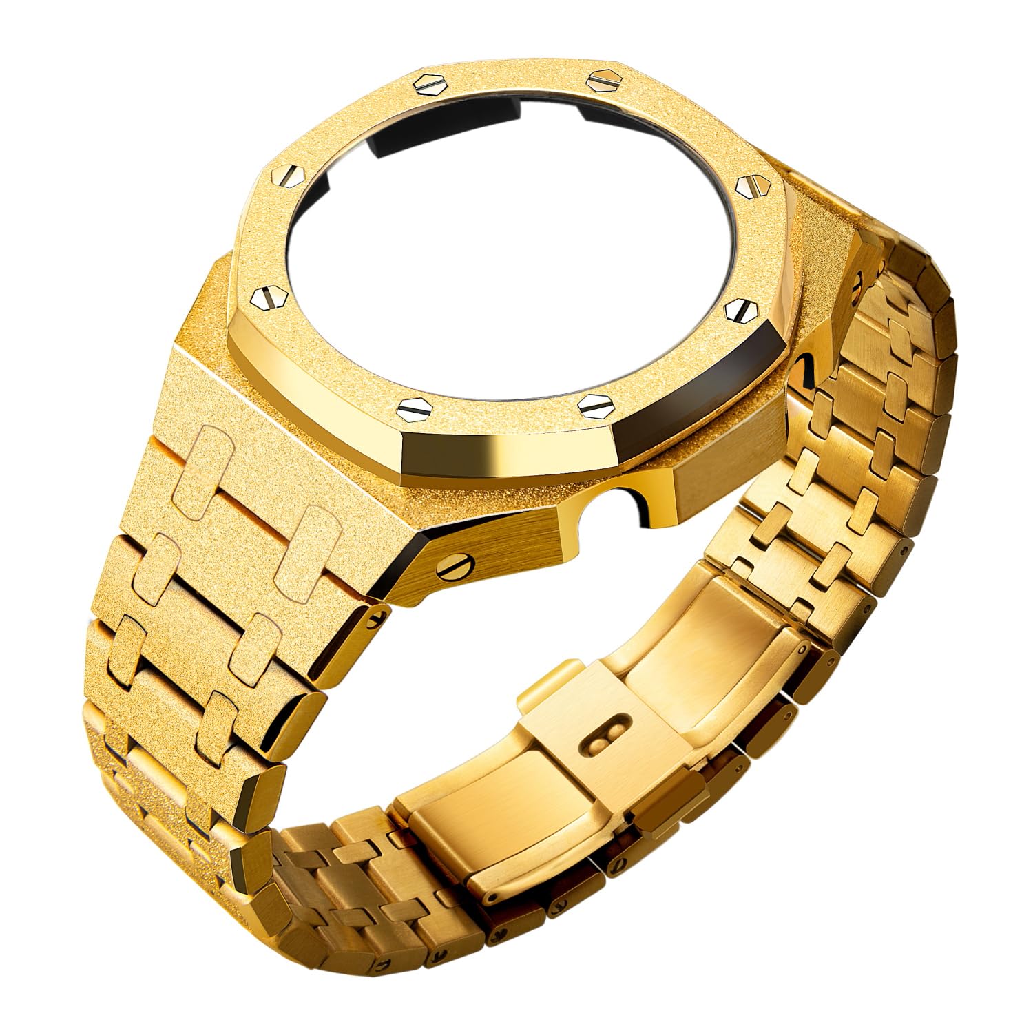 BMT GA2100 Watch Band Case Mod Kit, Stainless Steel Strap Bezel Replacement Accessories Frosted Surface Compatible with Men's Watches G-Shock GA-2100/