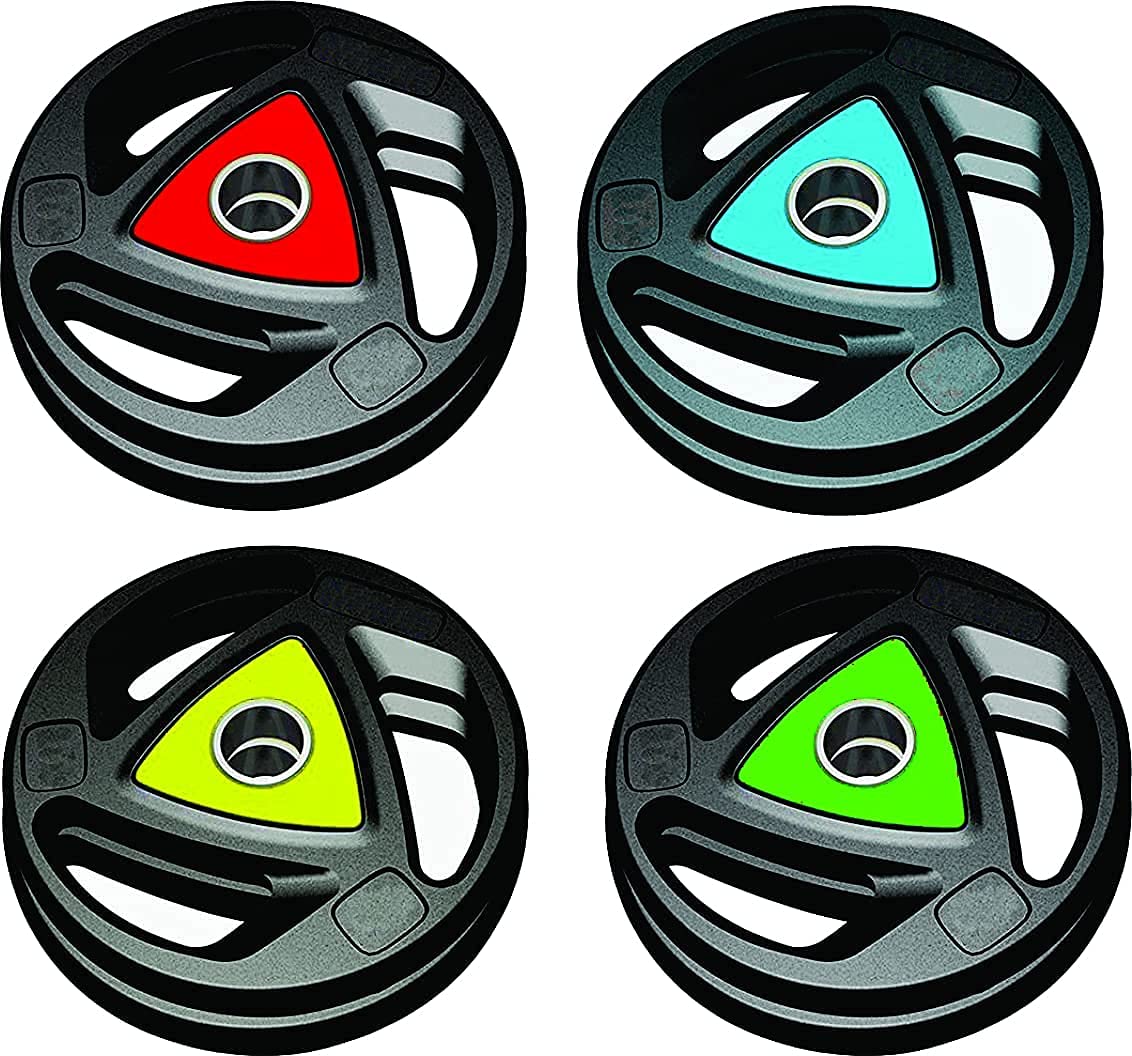 AnkaroOlympic Weight Plates (50MM- Hole Diameter) Rubber and Integrated Grip Olympic Plates Long Lasting & Durable Material for Home/Gym a Pair of 5 KG Olympic Plates (5X2 = 10 KG)