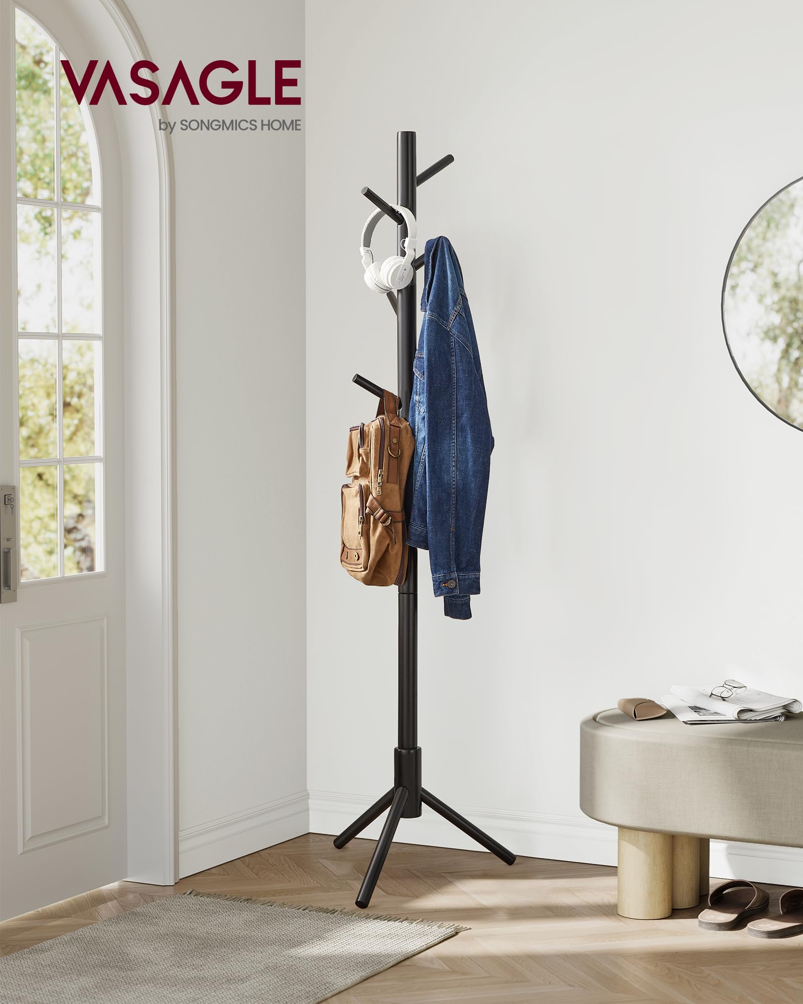 VASAGLE Houten kapstok, kledingrek met 8 haken, boomvorm, verstelbaar in 3 hoogtes, voor jassen, jassen, tassen, voor entree, slaapkamer, wit RCR60WT VASAGLE Houten kapstok, kledingrek met 8 haken, boomvorm, verstelbaar in 3 hoogtes, voor jassen, jassen, tassen, voor entree, slaapkamer, wit RCR60WT