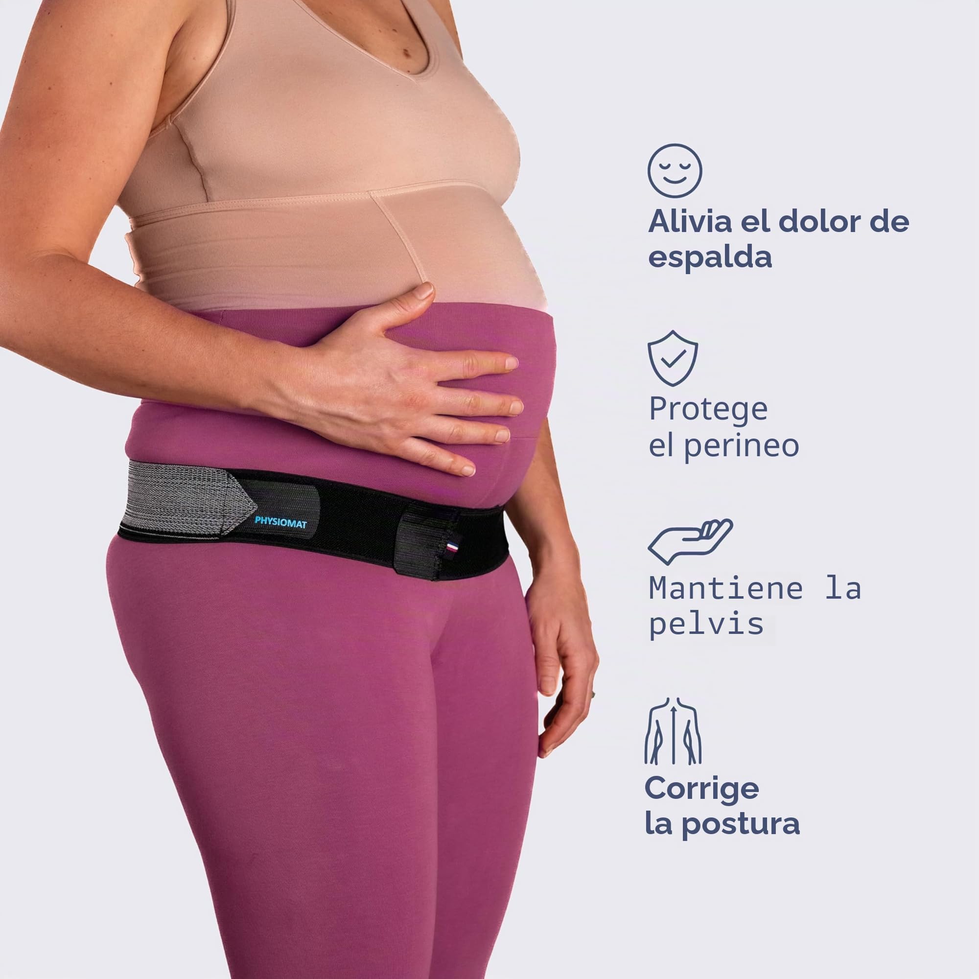 Physiomat Cinturón Tónico - Negro - Alivio del dolor - Para embarazo, posparto, deporte - Altura: 5 cm - Para tallas 36 y menores - Ecorresponsable: hilo reciclado - Fabricado en Francia