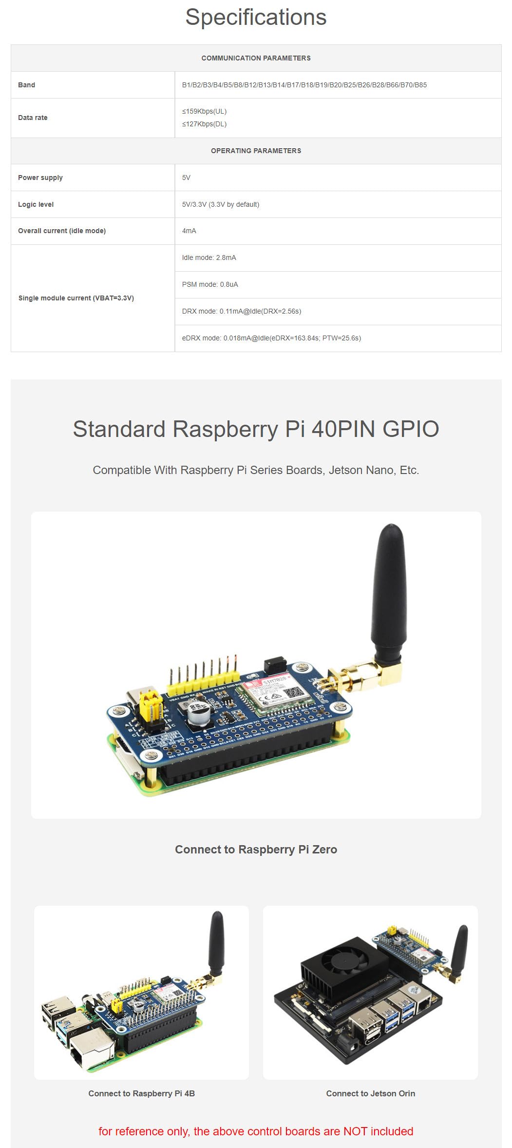 Module NB-IoT SIM7028 HAT Pour Raspberry Pi - Communication Bas Débit, Compatible Arduino, Jetson Nano