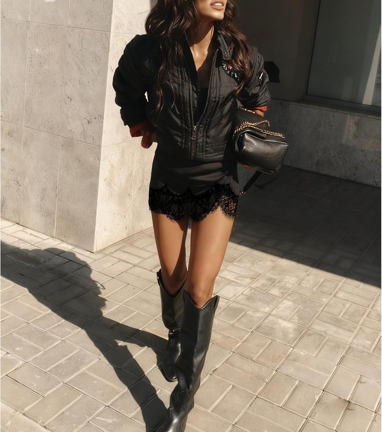 Meiweileya Women Lace Silk Satin Slip Skirt Low Rise Layered Underskirts Ruffle A Line Mini Skirts Y2k High Flowy Underskirt - Image 3