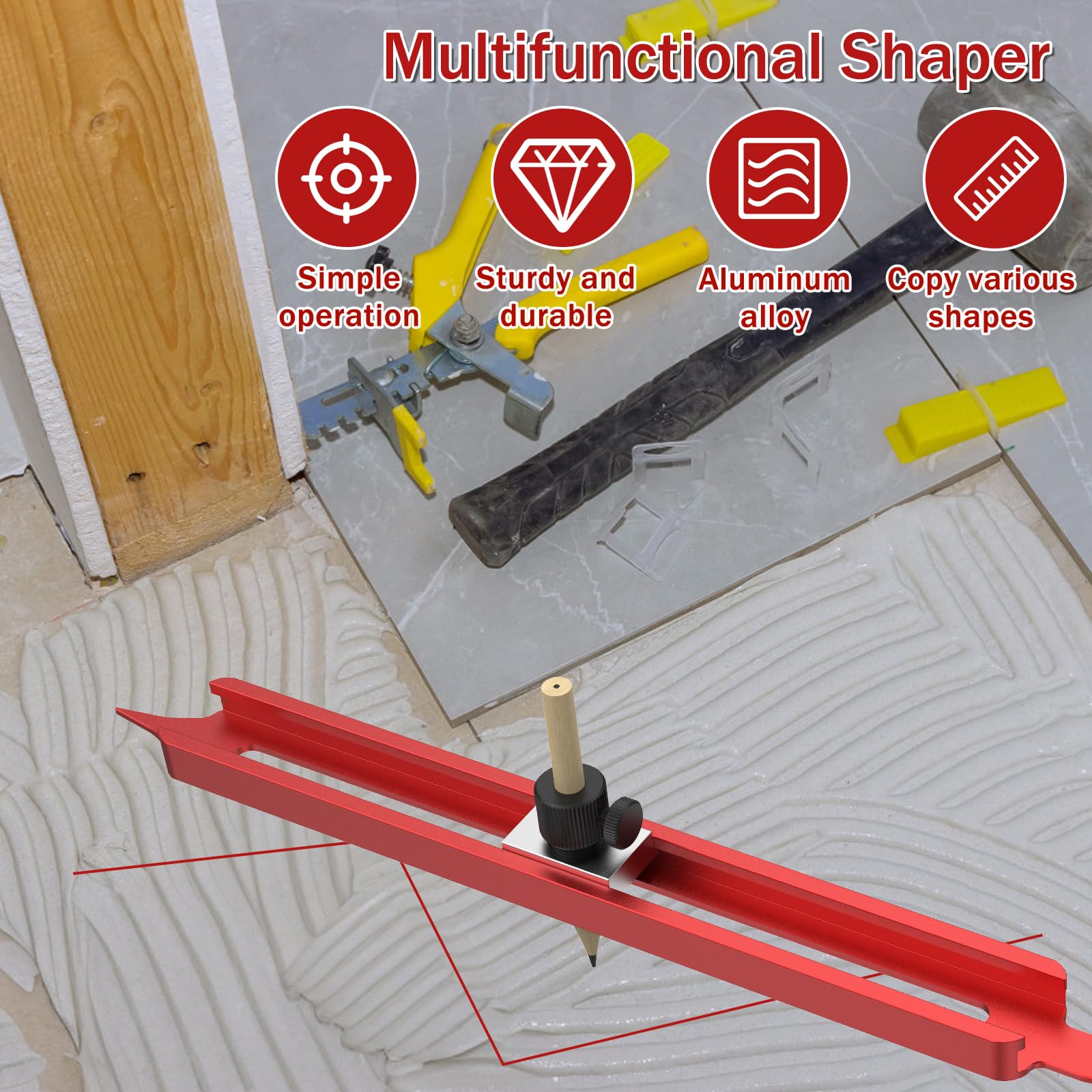 Precise Contour Scribe Tool Woodworking Profile Scribing Tool Ruler with Adjustable Pencil Holder Upgrade Contour Measuring Tool Measuring Scriber Tools Aluminum Alloy Contour Gauge Tool — Amazon image 2