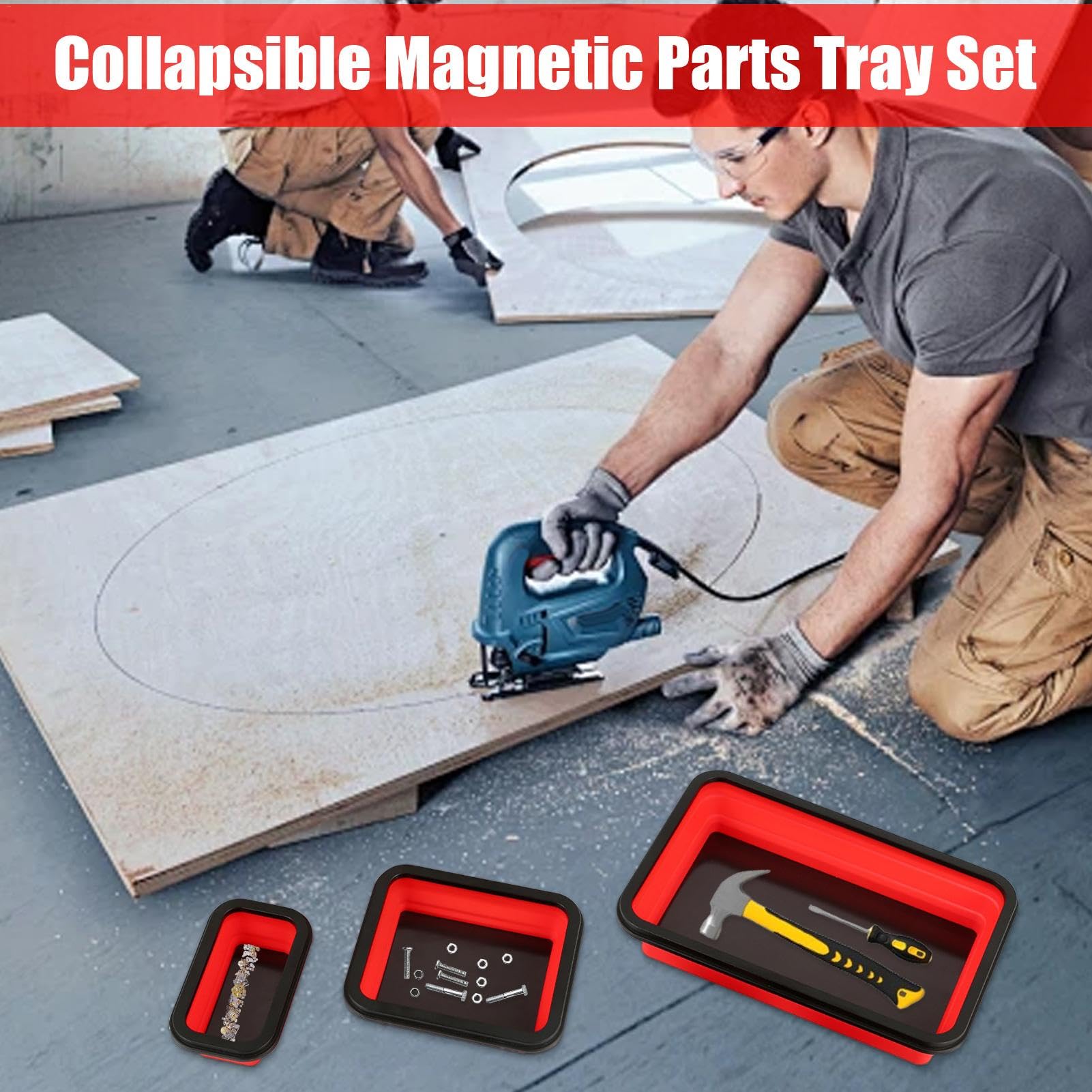 Agnetic Parts Tray Set, Faltbare Magnetische Werkzeugablage, Magnetische