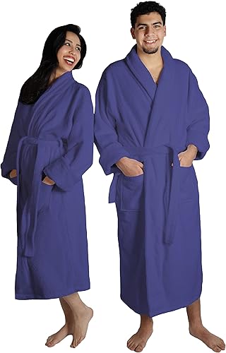 Miniatura 5 de Superior Traditional Premium Turkish Cotton Lightweight Long Bathrobe with Pockets Bath Robes, Men's Small-Medium, Navy Blue