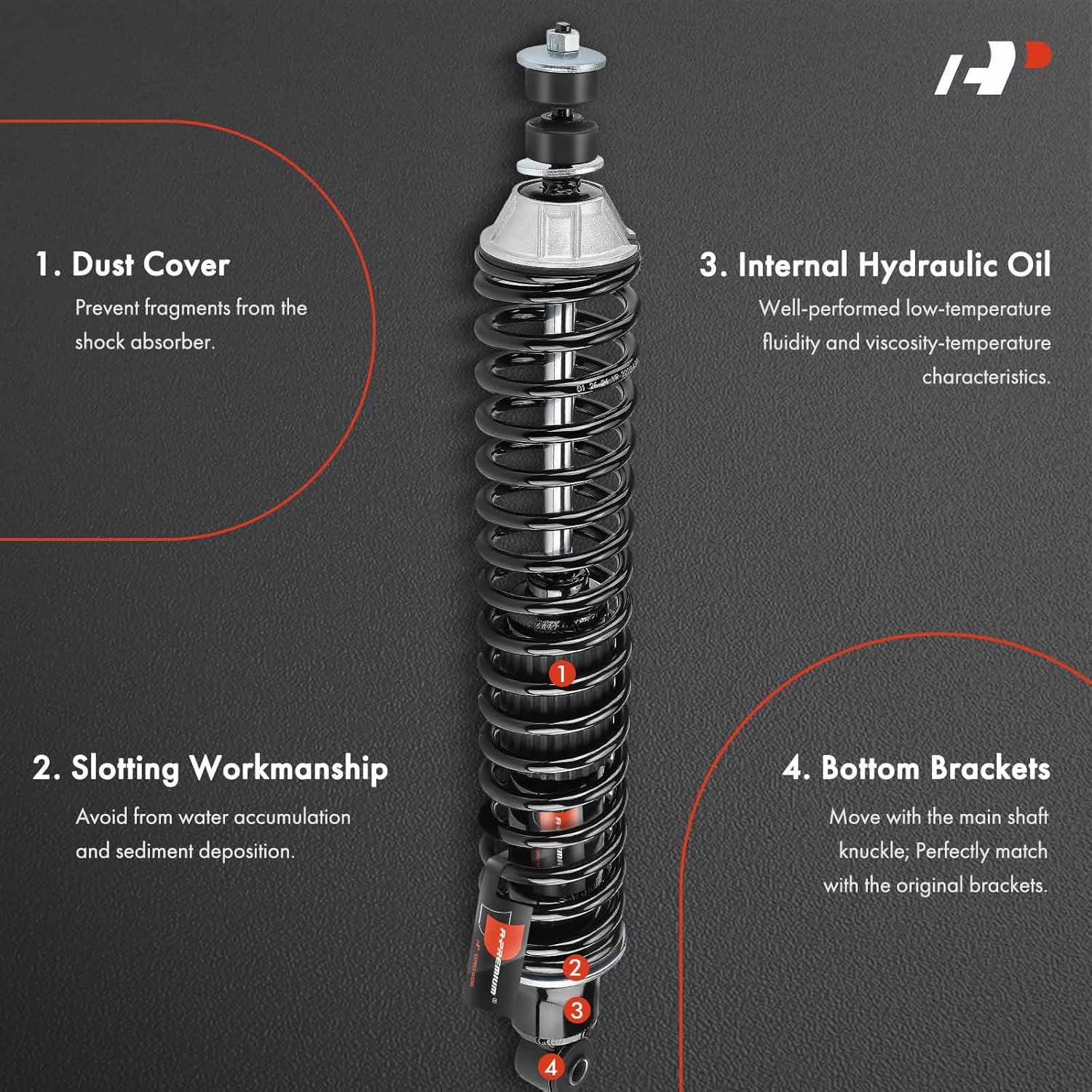 A-Premium Rear Load Adjusting Shock Absorber Compatible with Ford E-150 Econoline 1992-2002, E-150 Econoline Club Wagon 1992-2002, E-150 Club Wagon 2003-2005, E-150 2003-2007, w/Coil Spring